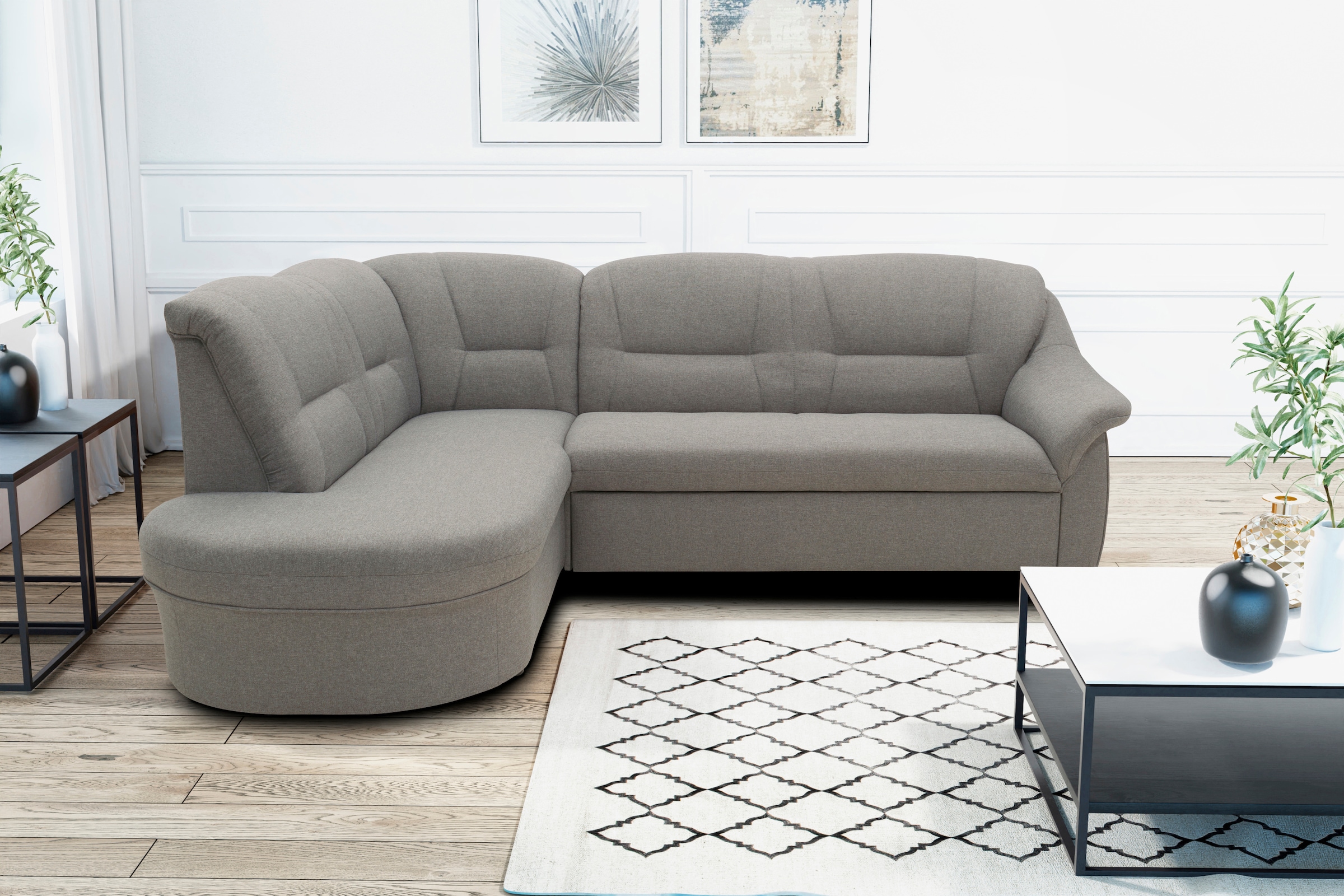 DOMO collection Ecksofa "Faenza für kleine Räume, Stellmaße 232x176cm, komf günstig online kaufen