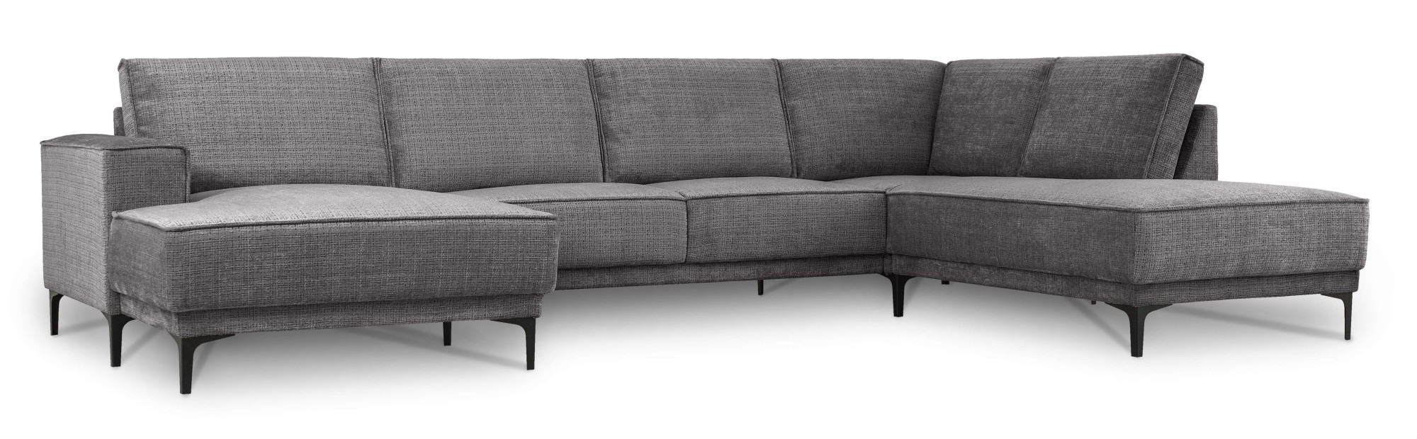 Places of Style Wohnlandschaft »XXL Sofa Oland, Struktur, Flachgewebe, Luxus-Microfaser, Boucle«, U-Form, 345 cm, Wellenunterfederung, Skandi-Design, Metallfüße