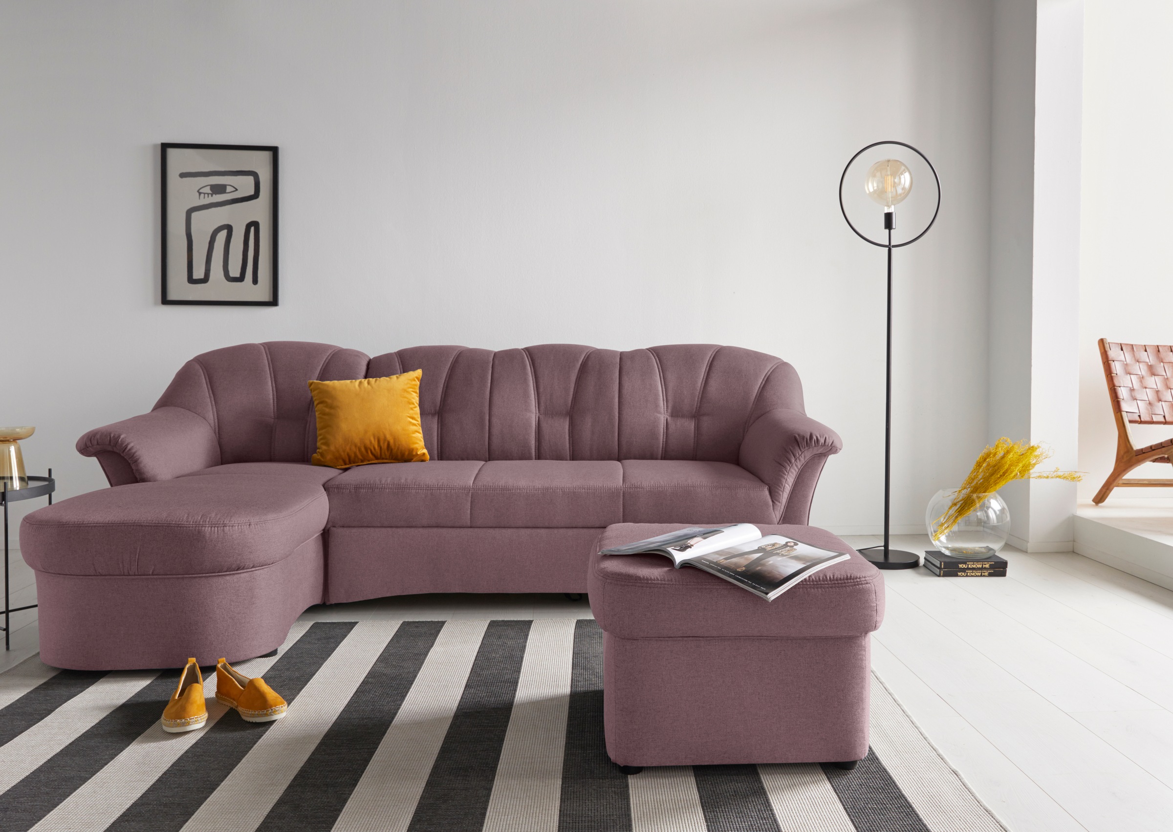 DOMO collection Ecksofa Papenburg L-Form, in großer Farbvielfalt, wahlweise mit Bettfunktion