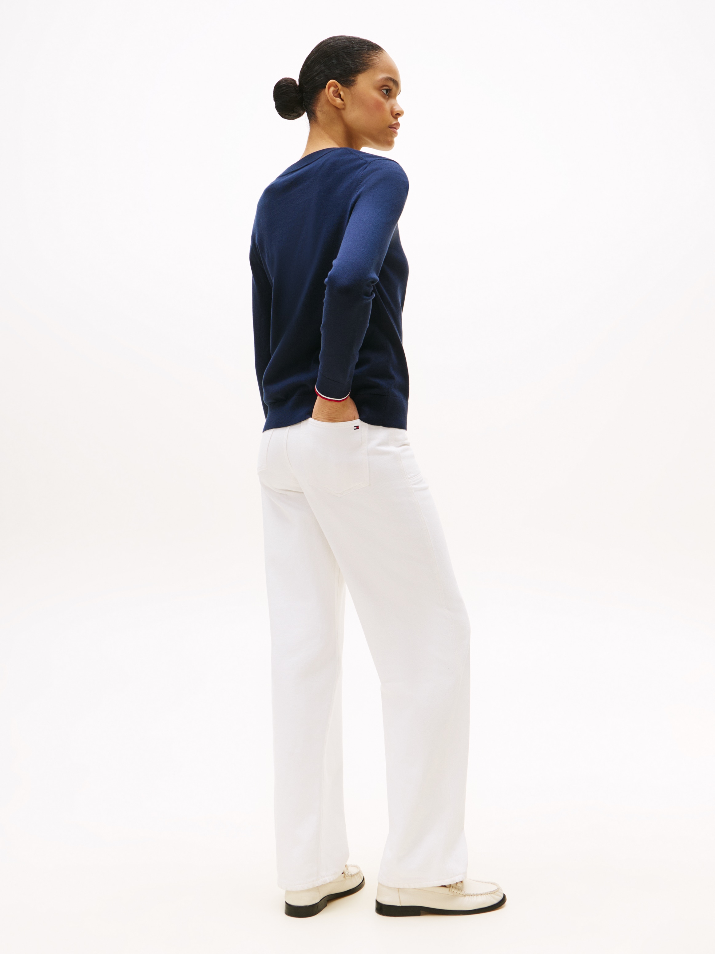 Tommy Hilfiger Rundhalspullover »CO JERSEY STITCH LS C-NK SWT«, mit Logostickerei