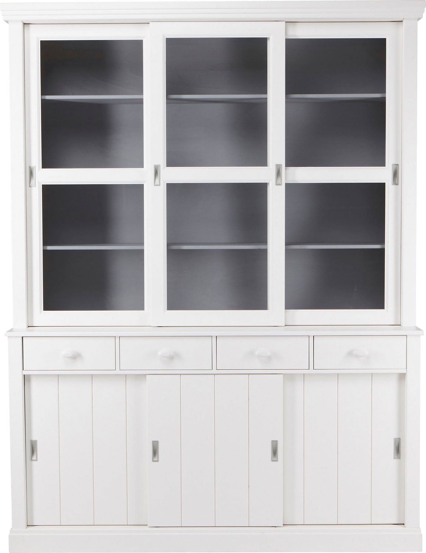 WOOOD Buffet "Lagos mit FSC Massivkiefer und Glastüren B 166 x T 48 x H 215 cm" Tragkraft 10 kg, inkl. Sicherheitsglas, 2-teilige Konstruktion