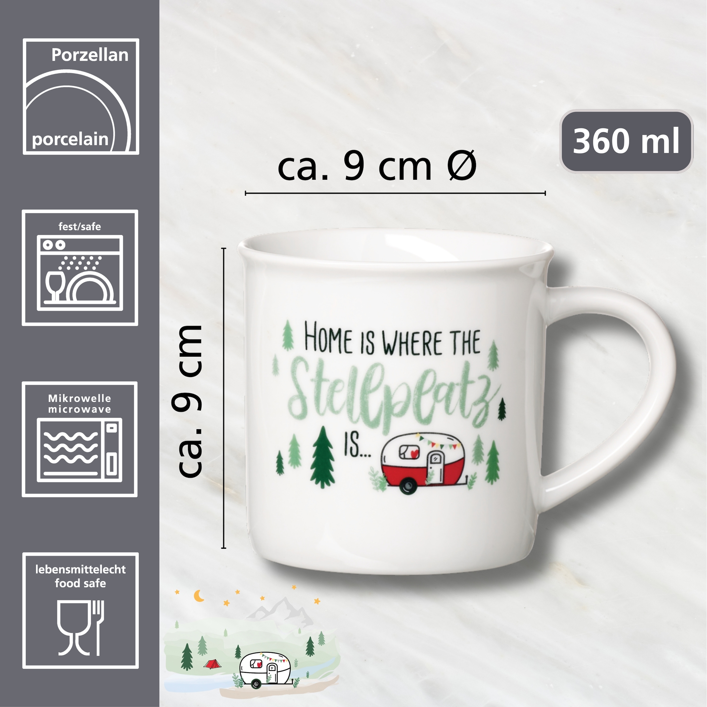 Ritzenhoff & Breker Becher »Camping«, (1 tlg.), "Home is where the Stellplatz is..." - in Geschenkbanderole