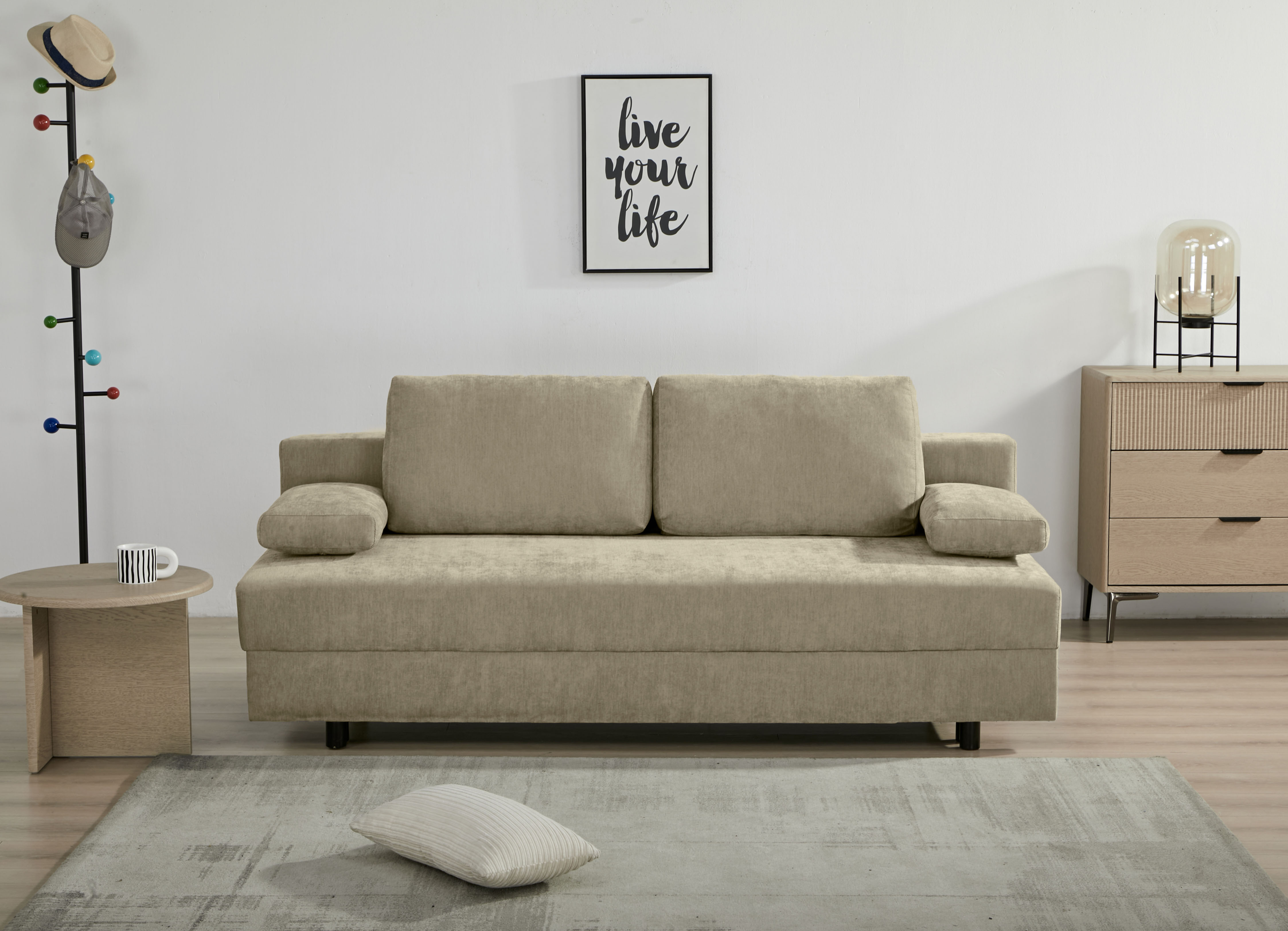 OTTO home Schlafsofa "ONNIKO, Breite: 192 cm, Liegefläche 121x192 cm, Feinstruktur-Bezug" mit Bettfunktion & Bettkasten