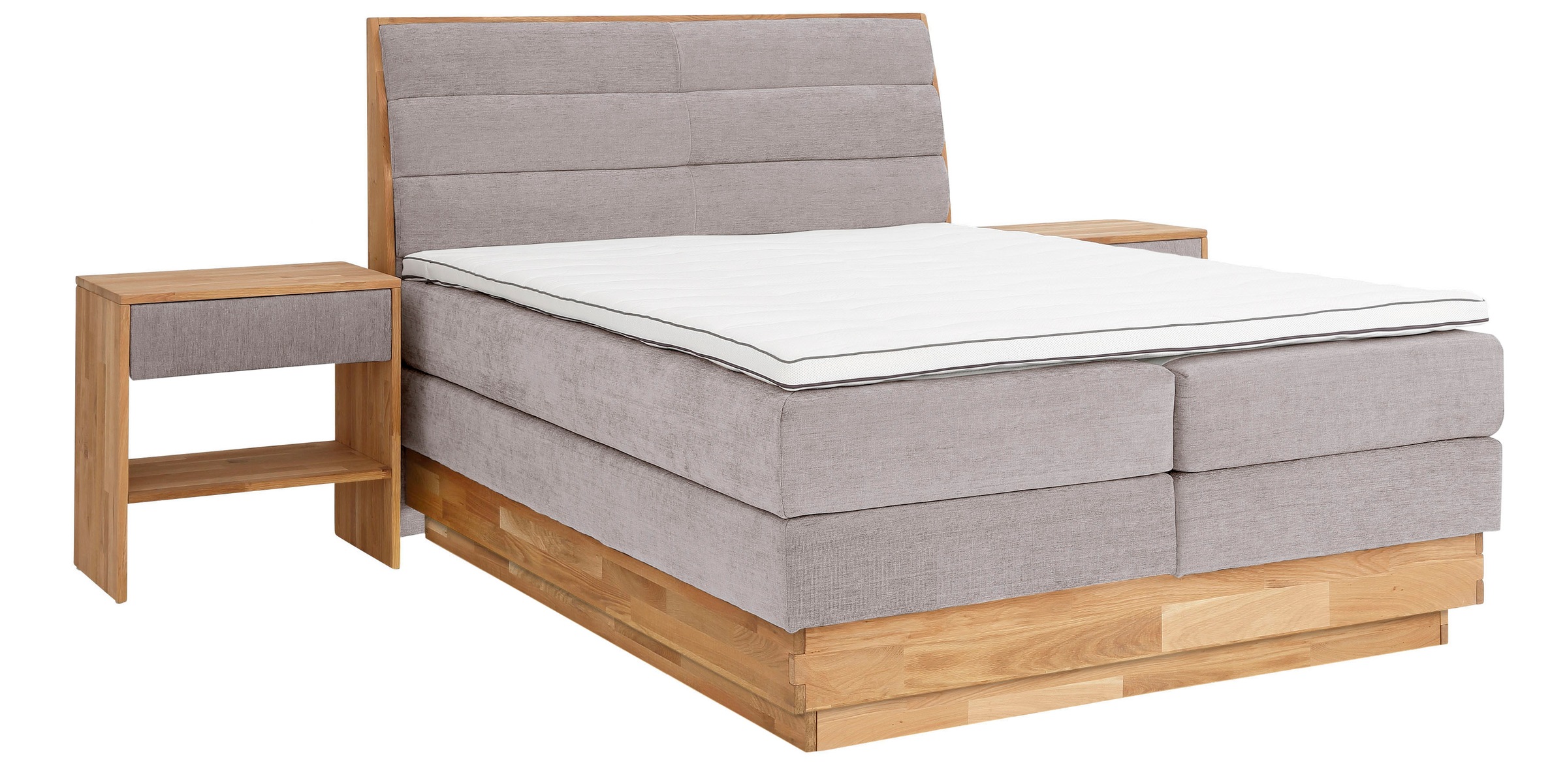 OTTO products Boxspringbett »Jenna«, ohne LED-Beleuchtung, mit zertifizierten, recycelten Bezugsstoffen