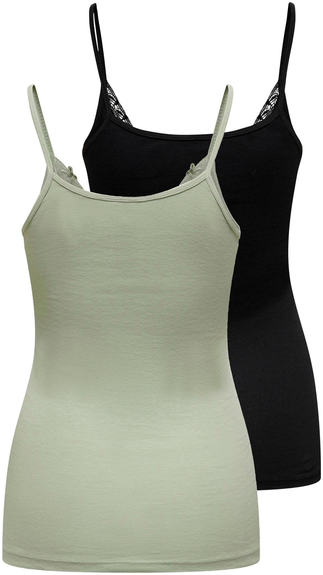 ONLY Spitzentop »ONLKIRA – Doppelpack mit Spitzendetail für feminine Looks« 2er-Pack,  figurbetont, modisch, Jersey, Baumwolle, V-Ausschnitt