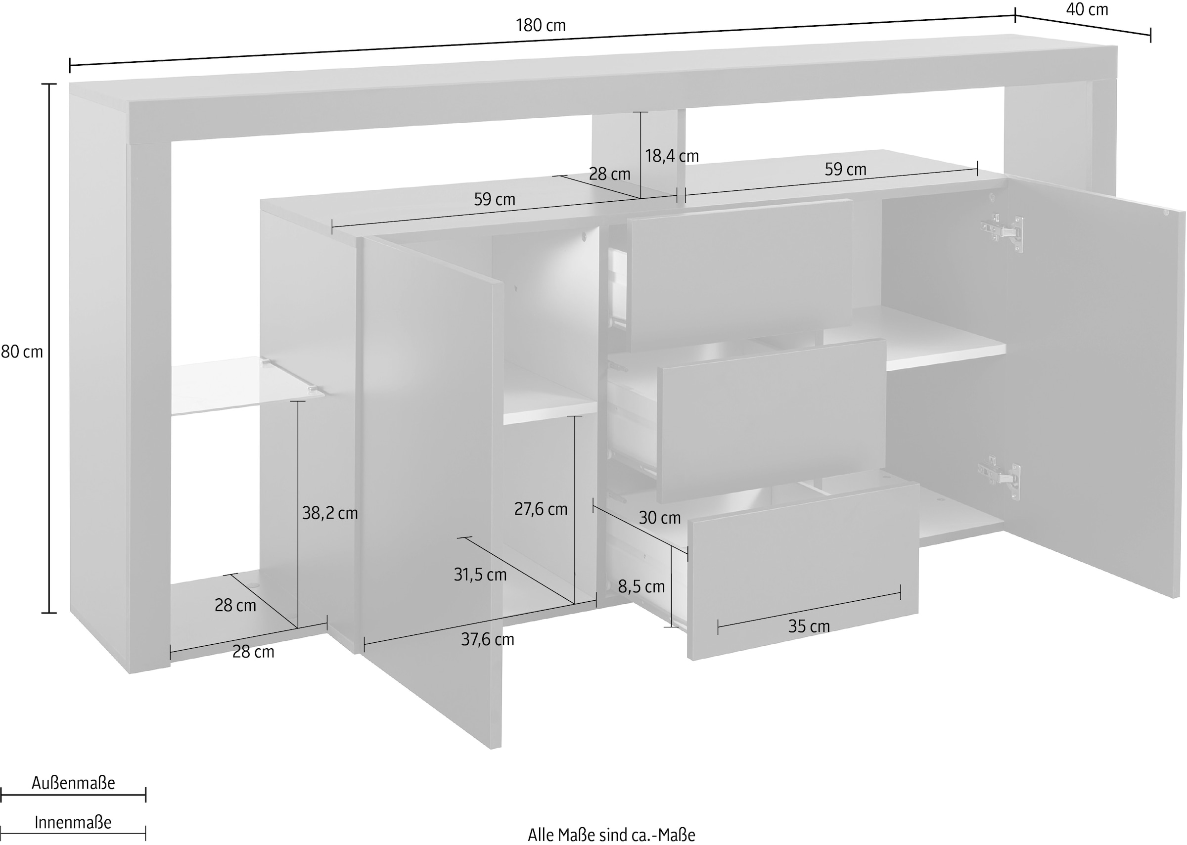 INOSIGN Sideboard »Essential«, Breite ca. 180 cm