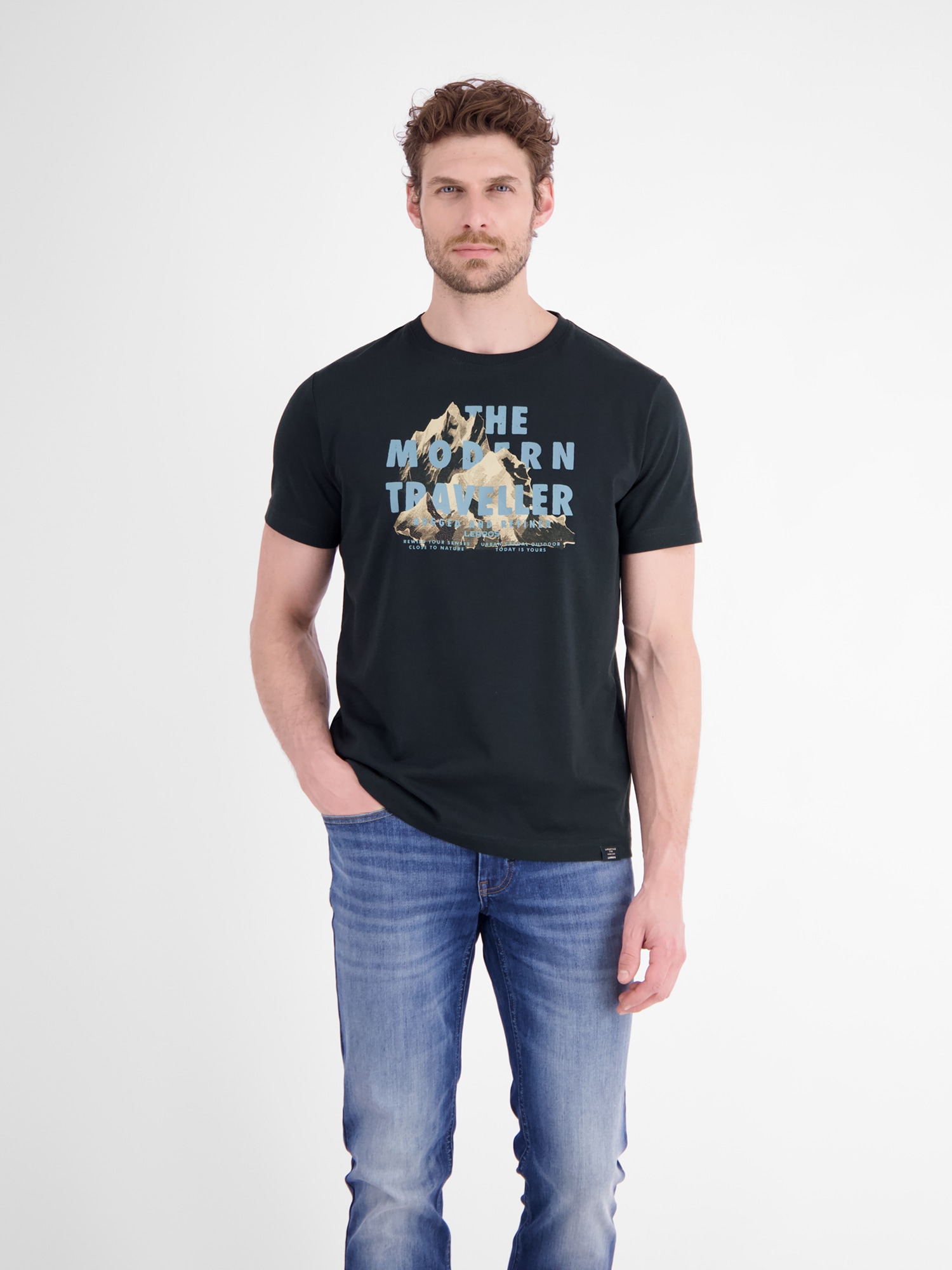 LERROS T-Shirt "T-Shirt aus Baumwolle mit lässigem Frontprint und O-Neck"