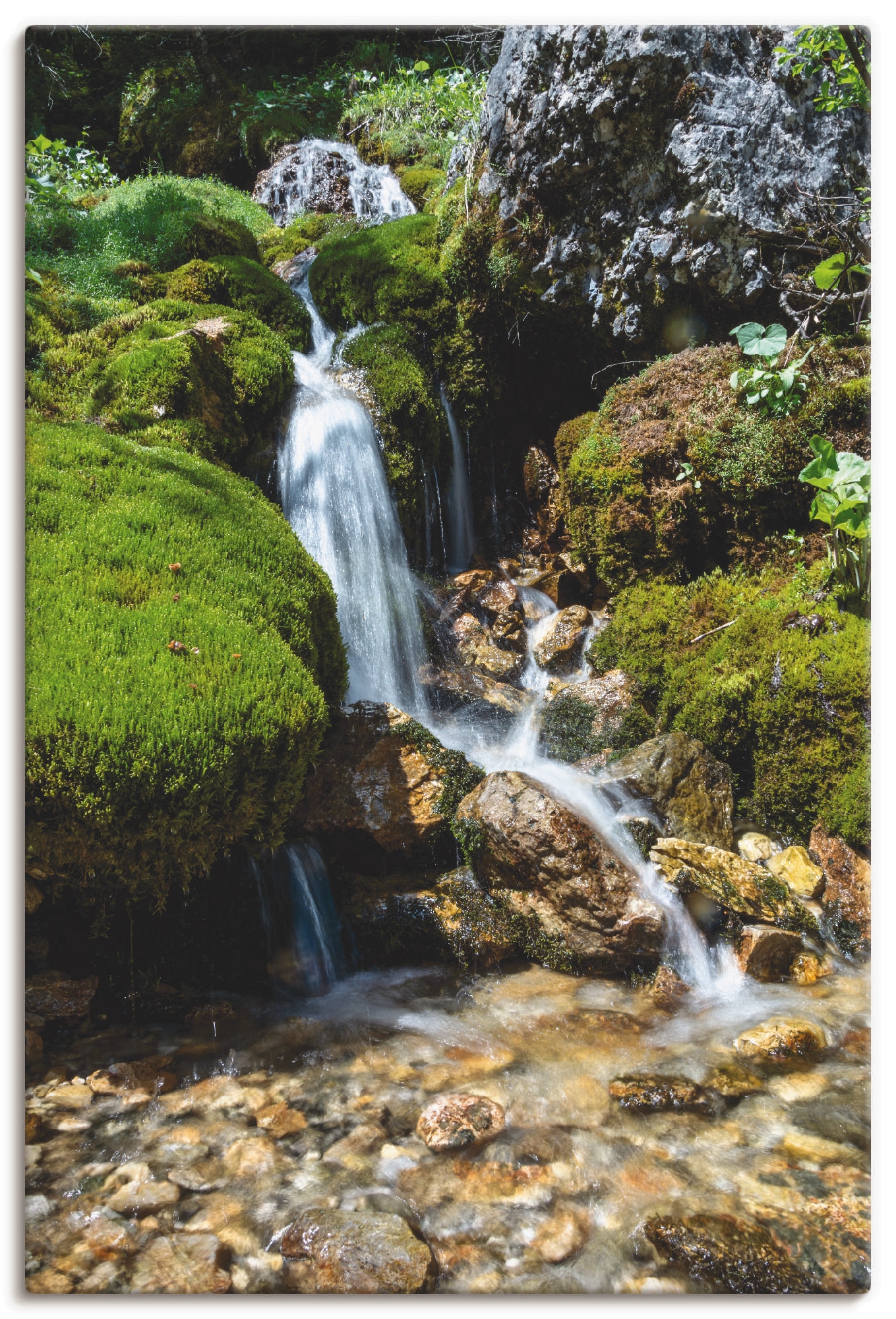 Artland Wandbild »Kleiner Wasserfall in BAUR den kaufen St.), Alubild, als oder | Poster in Leinwandbild, (1 Wandaufkleber Gewässer, versch. Größen Bergen«