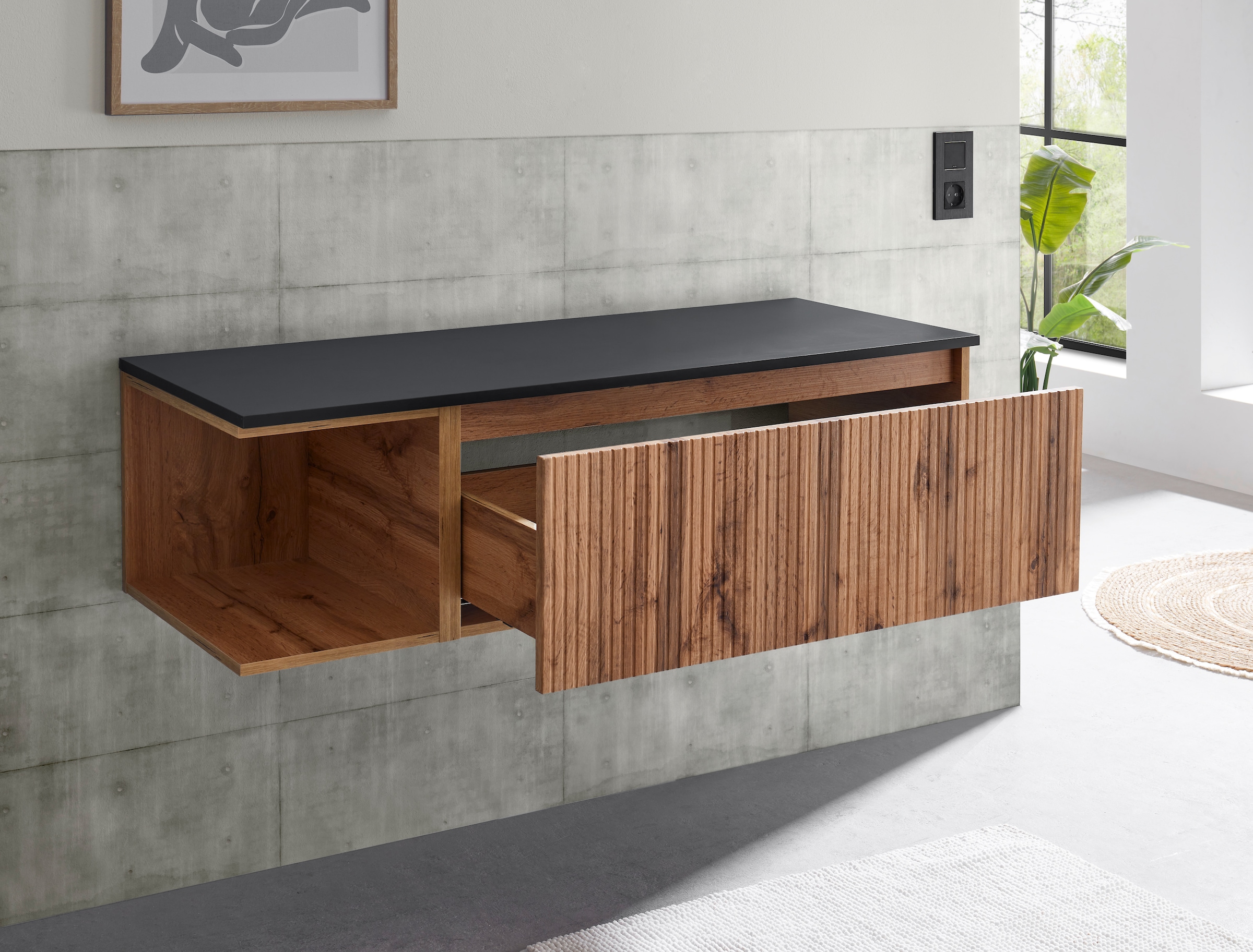 BASIC by Balculina Waschbeckenunterschrank »Loris BxHxT 120x34x47 cm« 1 Stk. tlg. Breite 120cm, Softclose, L/R montierbar