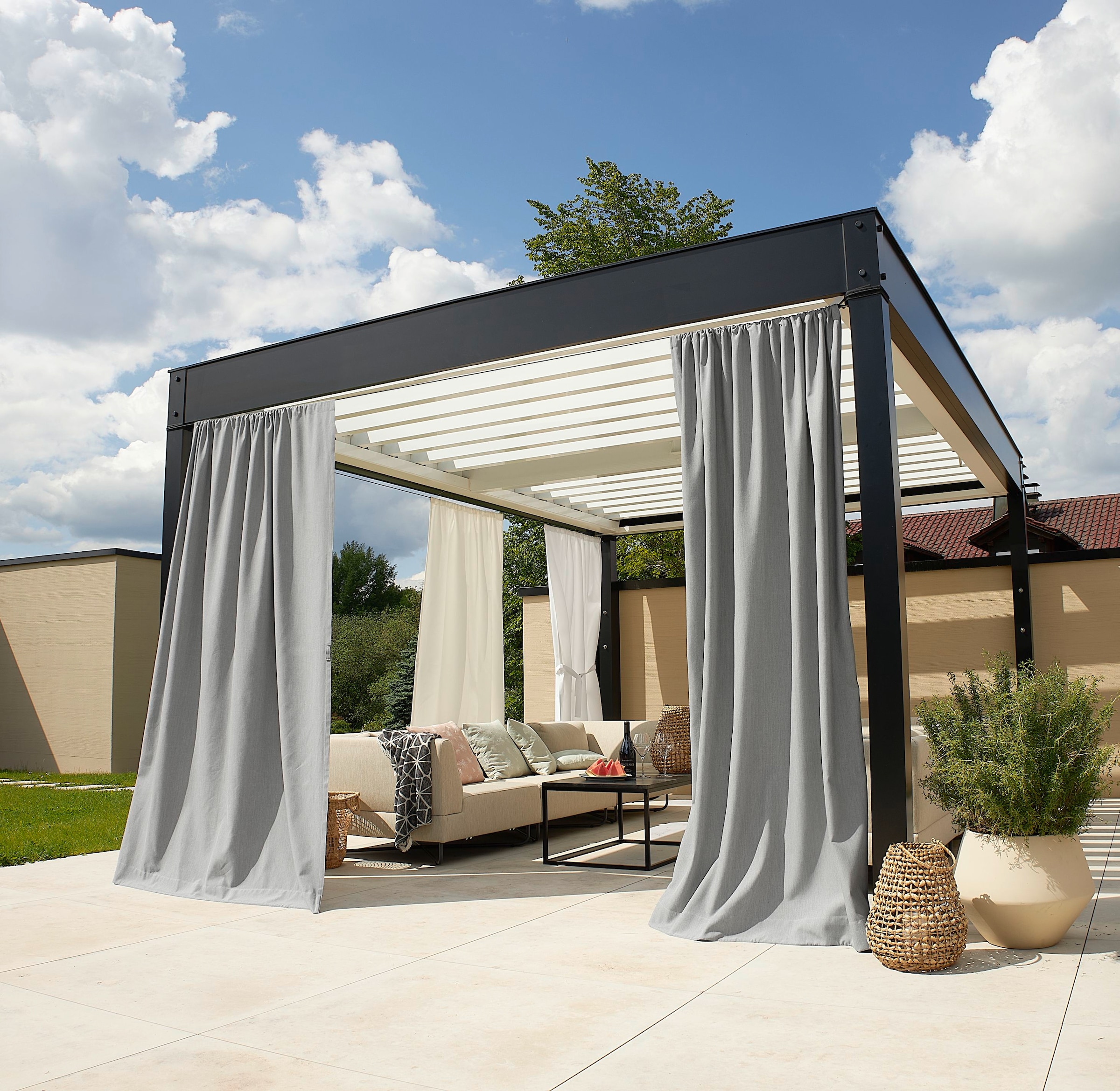 Neutex for you "Outdoorvorhang SOLERO" Stangendurchzug 1 Stk. tlg. Uni Outdoorvorhang mit leichter Struktur