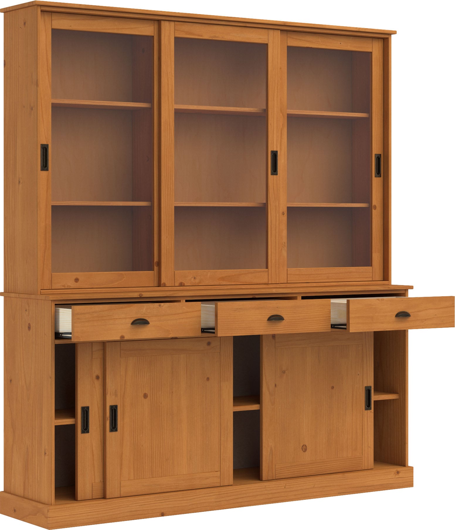 Home affaire Buffet »Schröder«, mit 6 Schiebetüren, davon 3 mit Glaseinsatz,Br.170 cm, Kiefer massiv