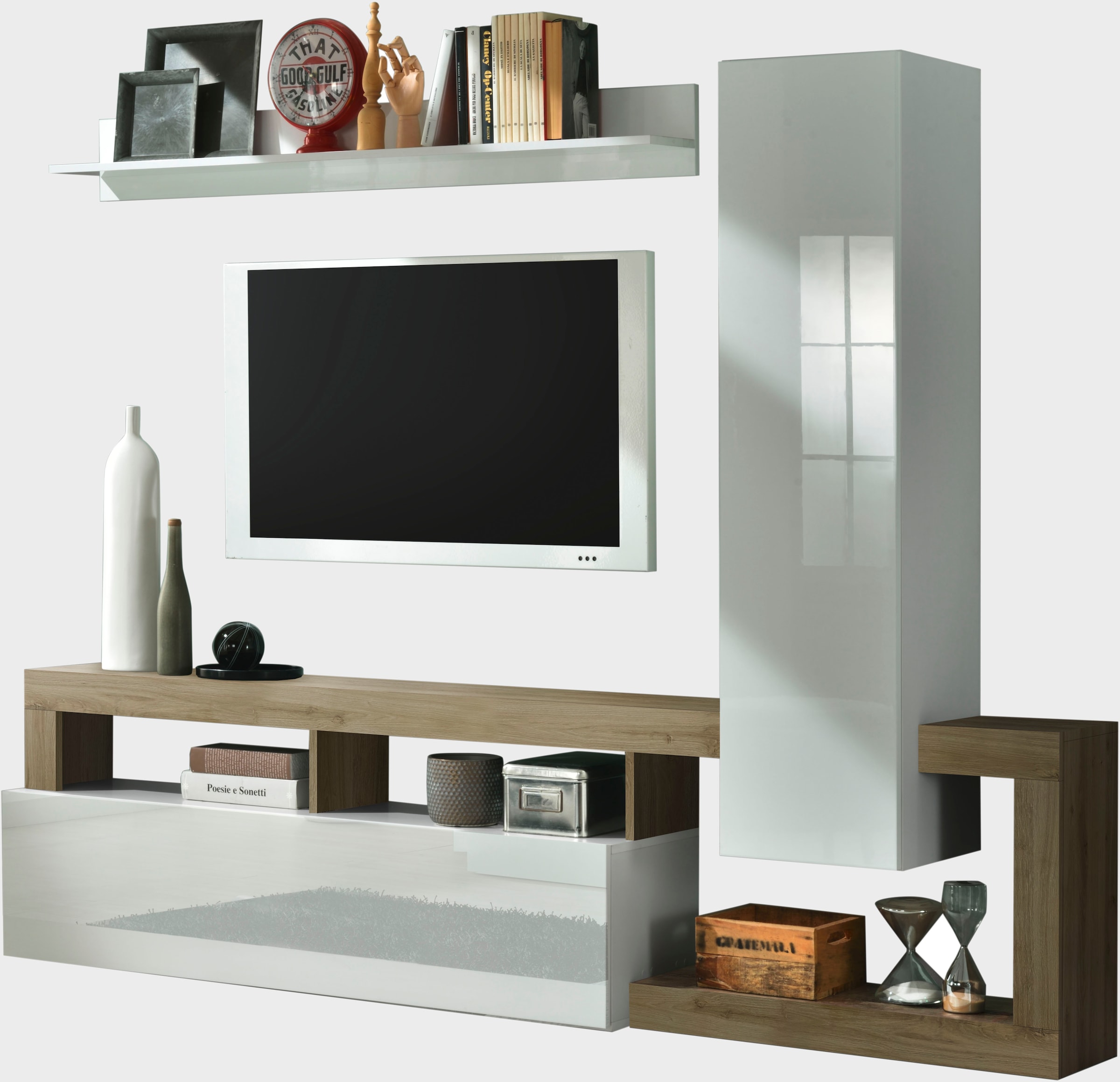 Wohnwand HOME AFFAIRE, weiß, Wohnzimmer, Kastenmöbel-Sets, "Hamburg"