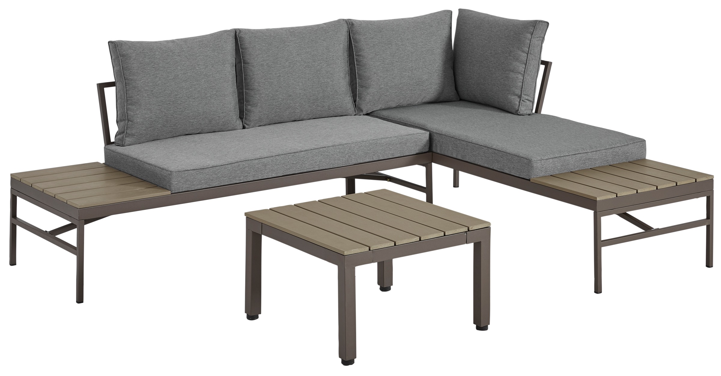 KONIFERA Gartenlounge-Set "Badalona", (Set, 9 tlg.: 2x Bank, 1x Tisch 57x57 günstig online kaufen