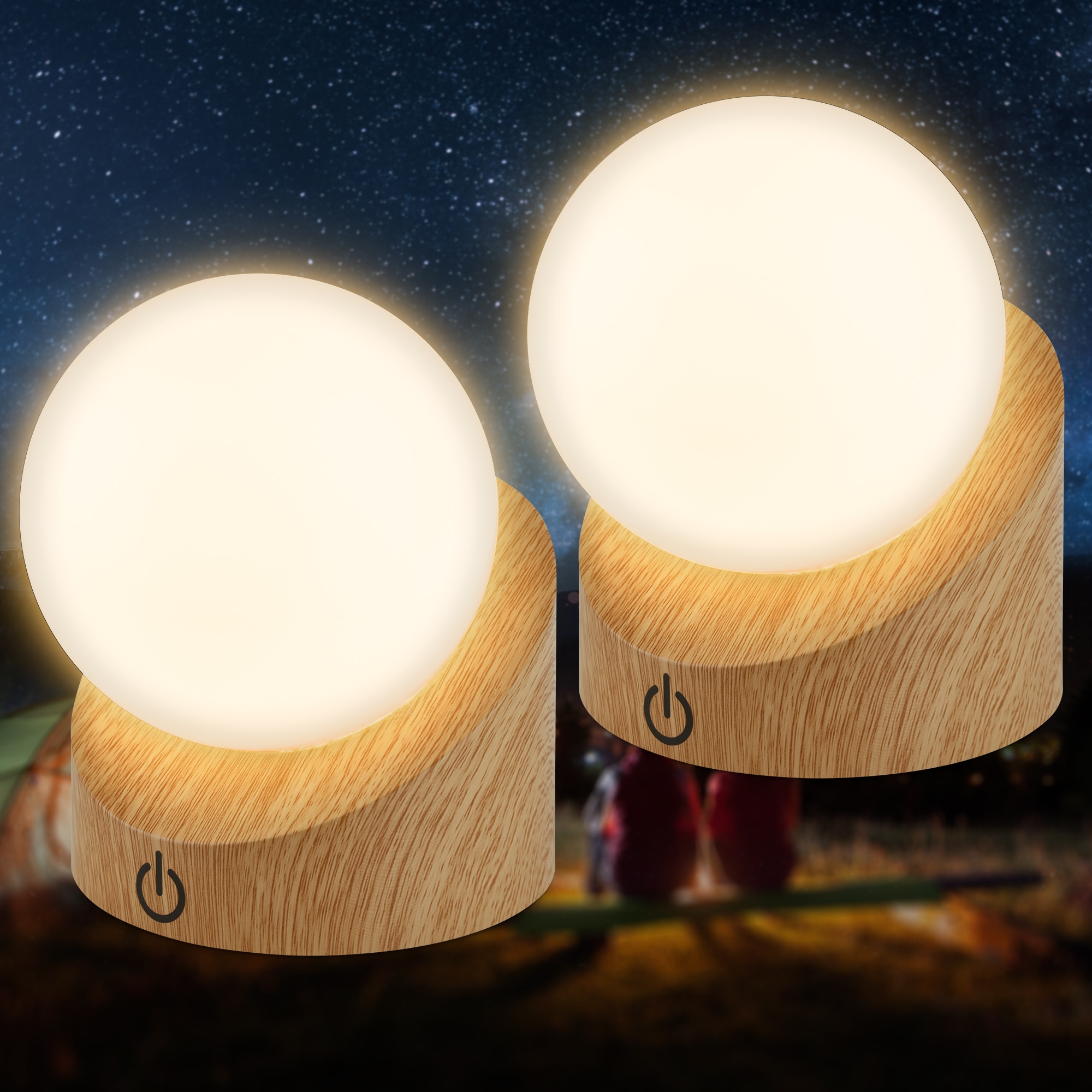 Briloner Leuchten LED Außen-Tischleuchte »SORA« LED-Board 2 Stk. Warmweiß kabellos 10x8x9cm Holzfarben 2W Kinderzimmer Outdoor Außen 2er-Set
