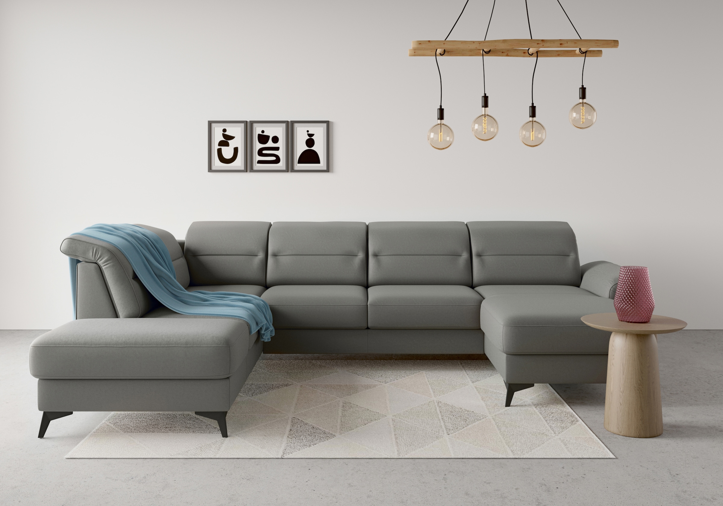 sit&more Wohnlandschaft "Sinatra U-Form" optional mit Kopfteilverstellung und Armteilfunktion, Metallfüße