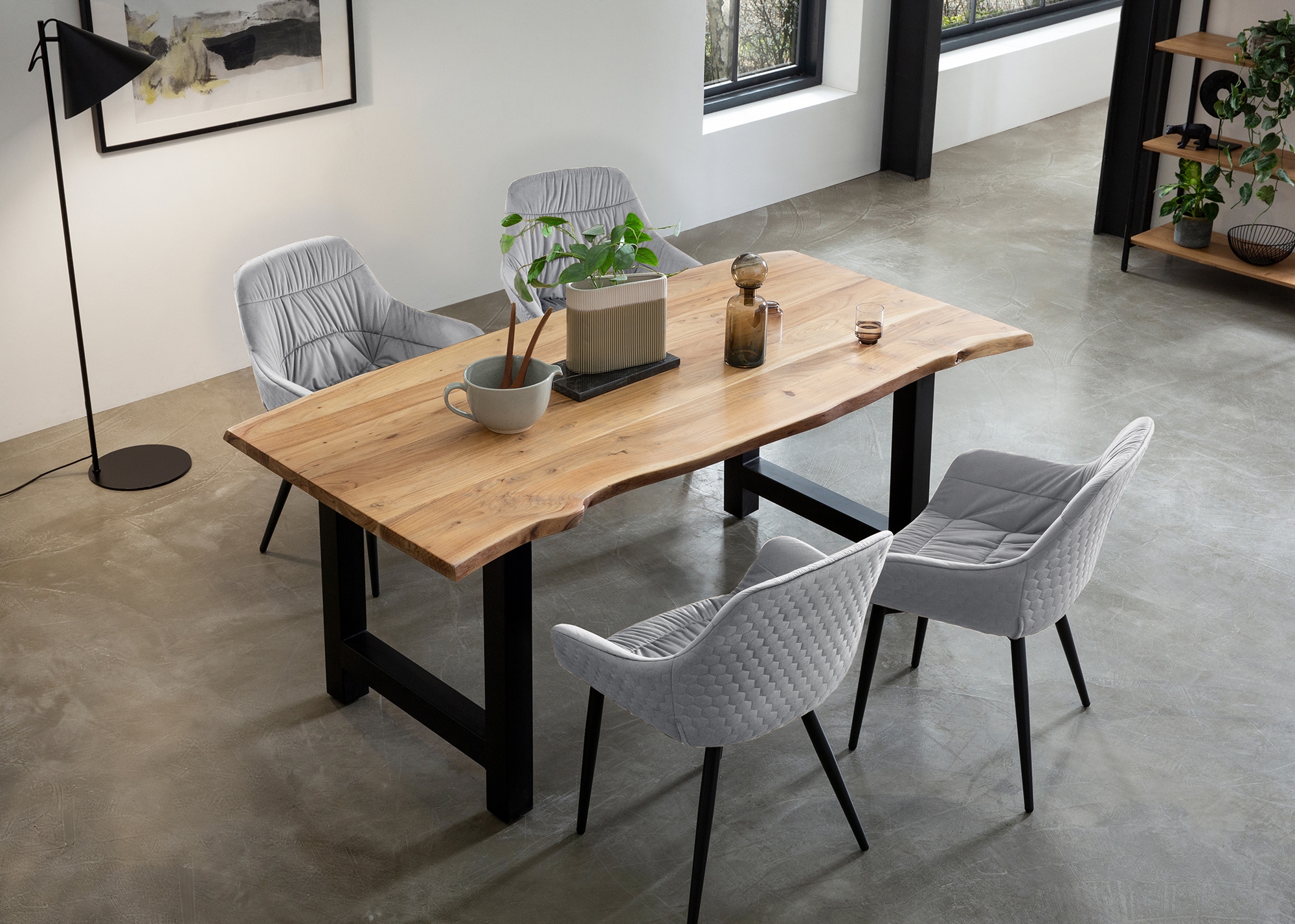 SalesFever Essgruppe "Esszimmerausstattung aus Holz und Metall" Set, 5 Stk. günstig online kaufen