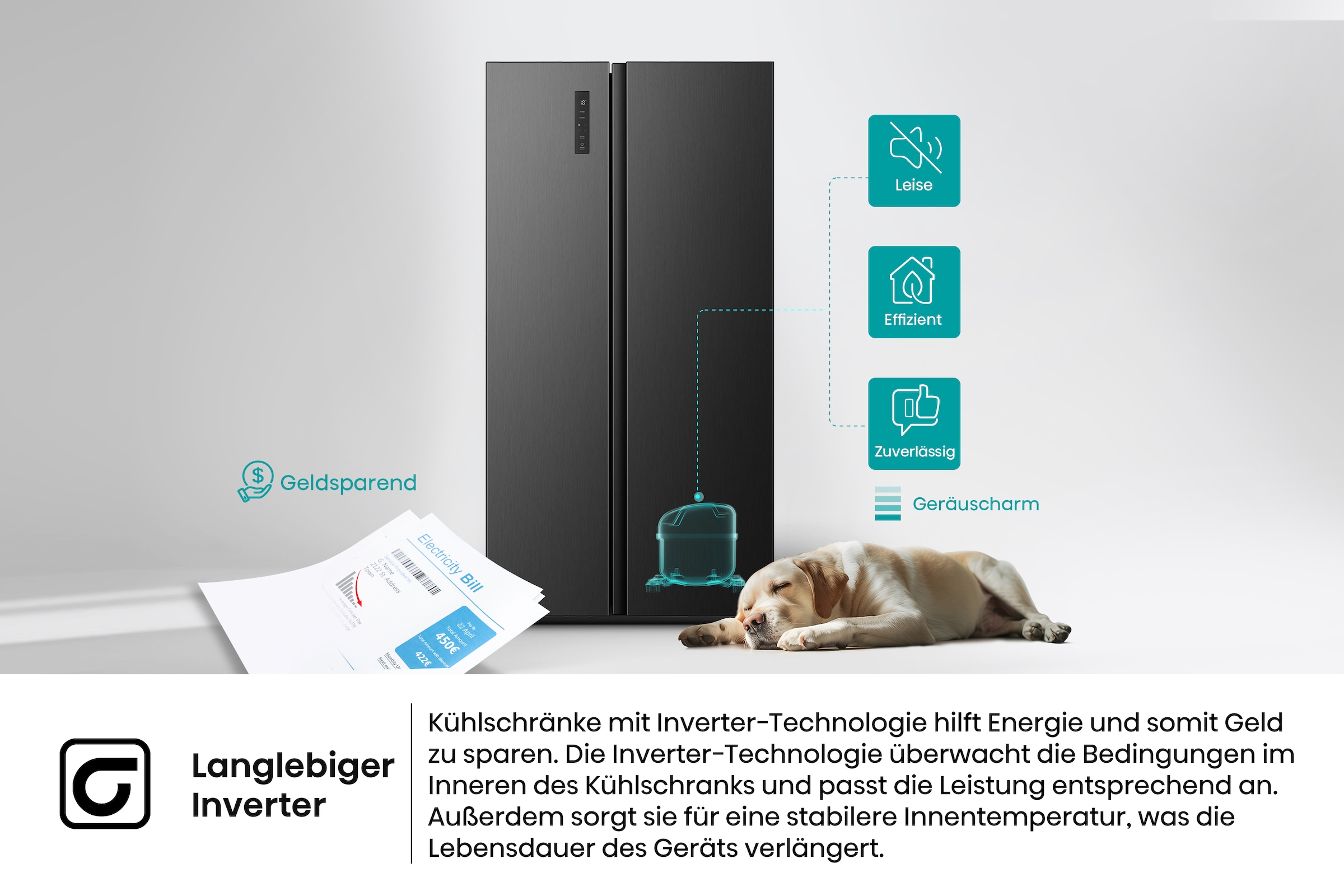 Hisense Side-by-Side »MS91558FC« 178,6 cm hoch 91,1 cm breit MultiAirFlow-System