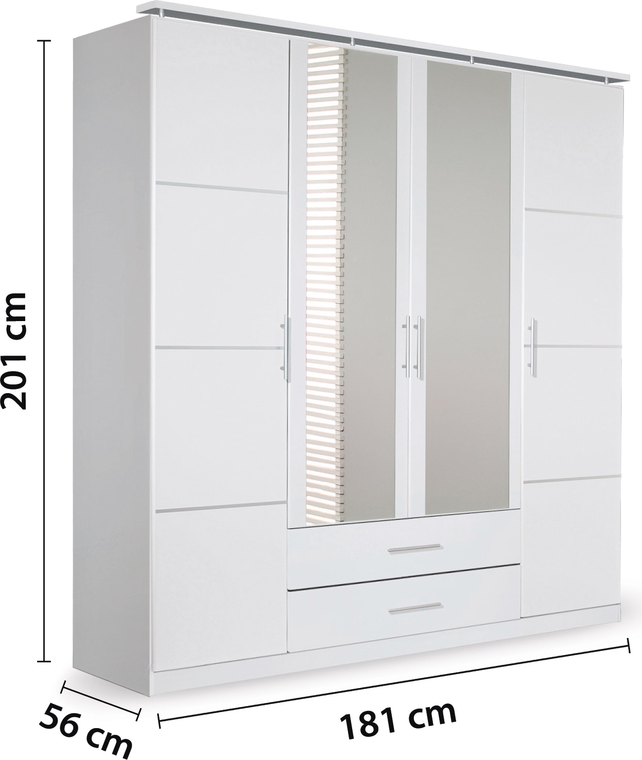 rauch Drehtürenschrank »Micro«, mit eleganten Aufleistungen und praktischen Außenschubkästen