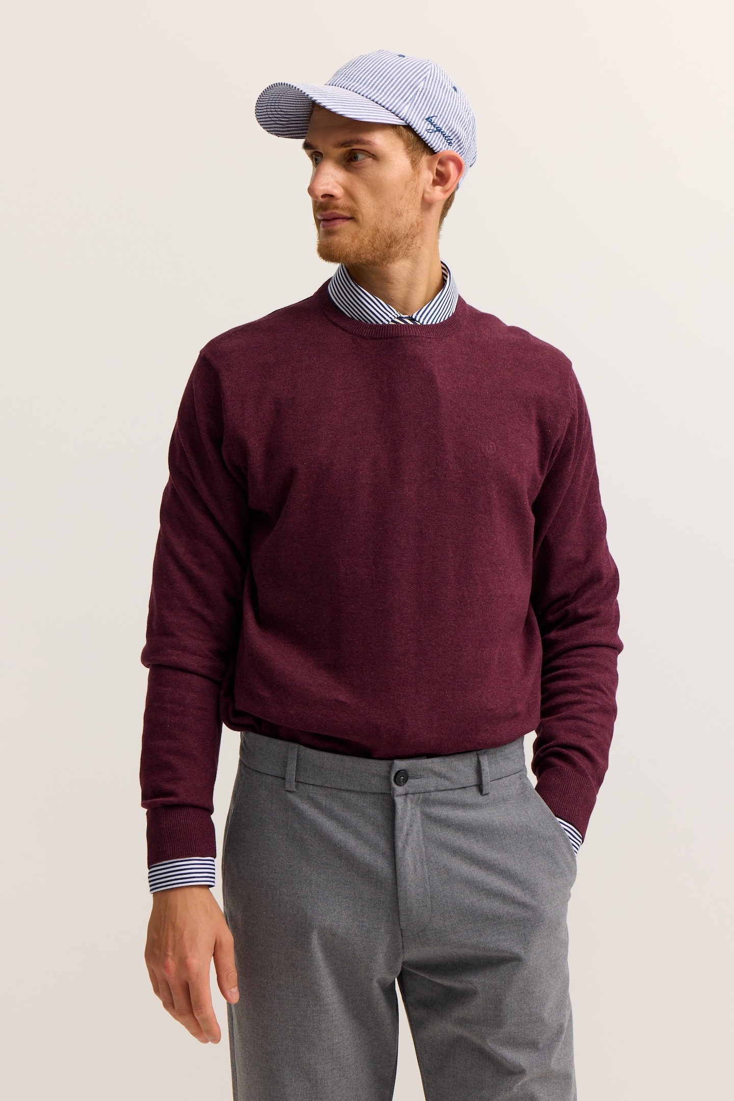 bugatti Rundhalspullover "Regular Fit" Basic Essential aus reiner Baumwolle günstig online kaufen