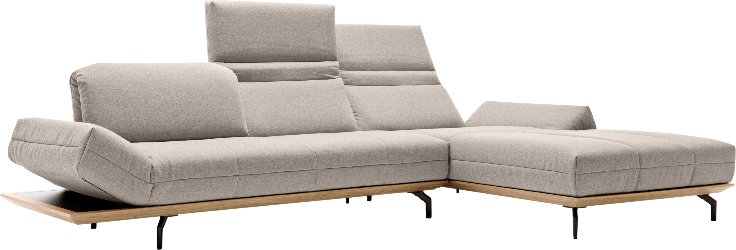 Creation BY ROLF BENZ Ecksofa »CR.420, Designecksofa, L-Form«, in 2 Qualitäten, Holzrahmen in Eiche Natur oder Nußbaum, Breite 313 cm