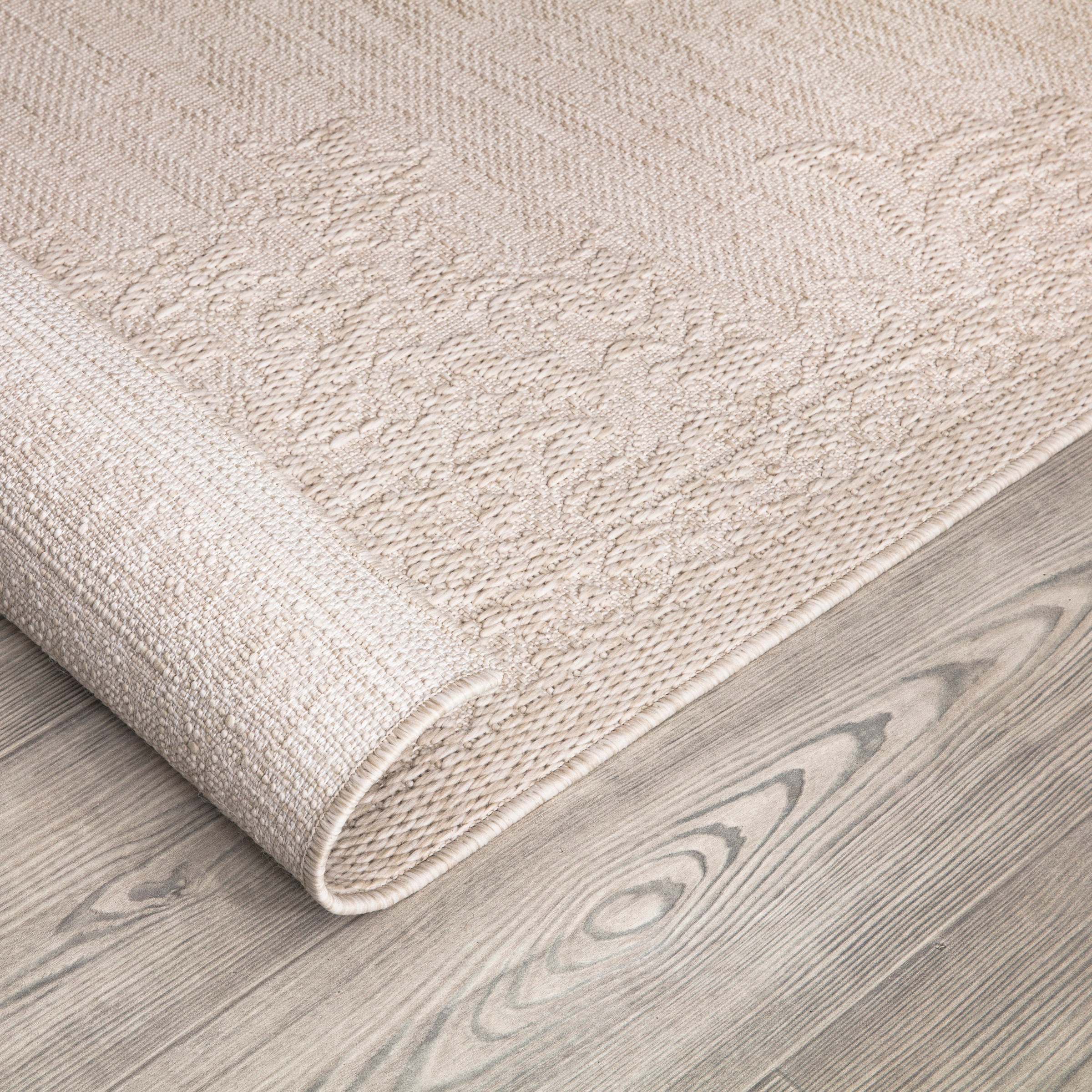 Thumbnail - Paco Home Teppich "Rimini 412" rechteckig 4 mm Höhe Flachgewebe, Uni Farben, Hoch-Tief Effekt, In- und Outdoor geeignet