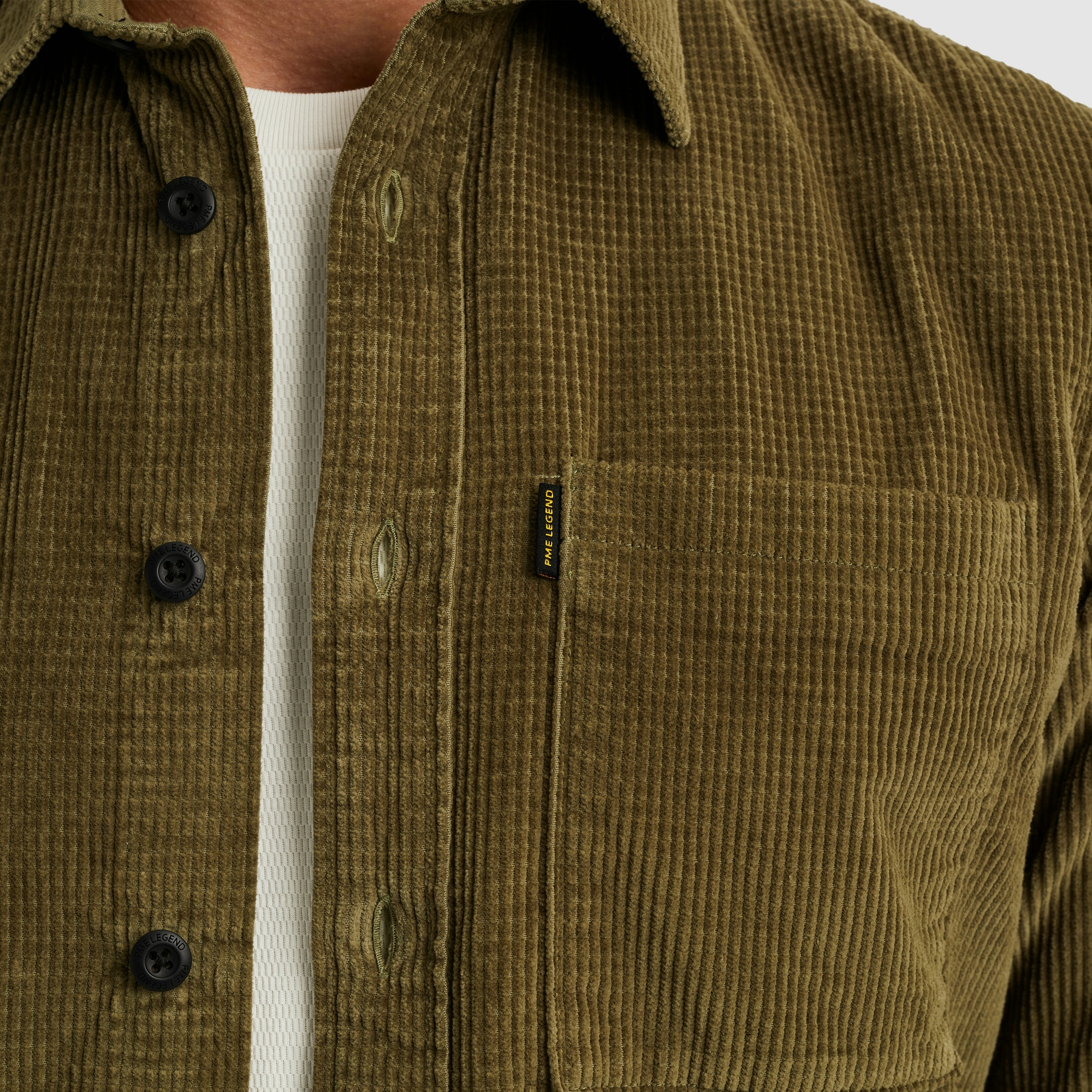 PME LEGEND Langarmhemd , aus softem Cord, mit Knopfleiste
