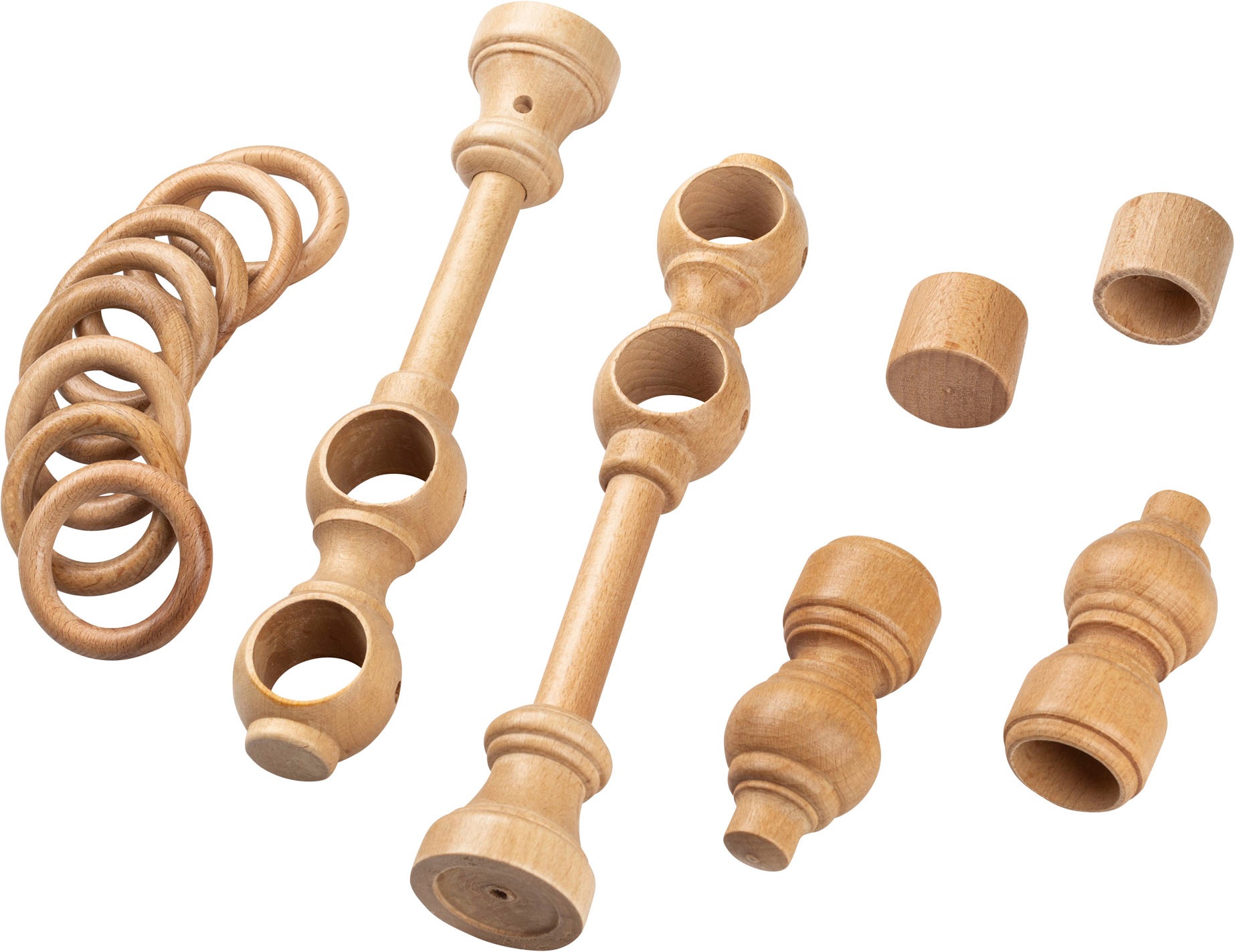 SN DECO GROUP Gardinenstange »Filigrano« 2 läufig-läufig Fixmaß 28 mm, Holz, verschiedene Längen und Farben, Komplettset