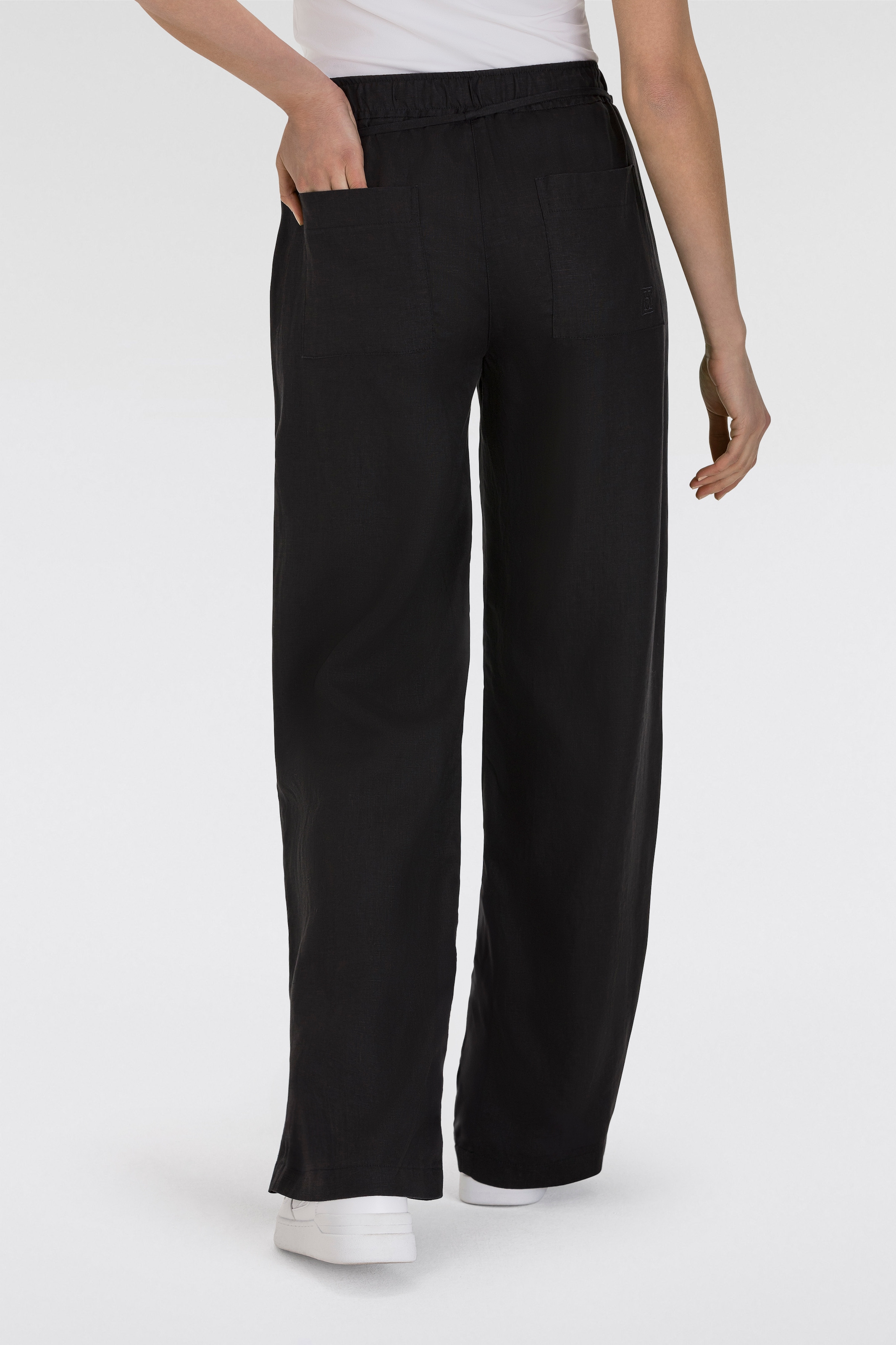 MAC Leinenhose »CHIARA BELT«, Wide Fit, mit geradem, weitem Bein