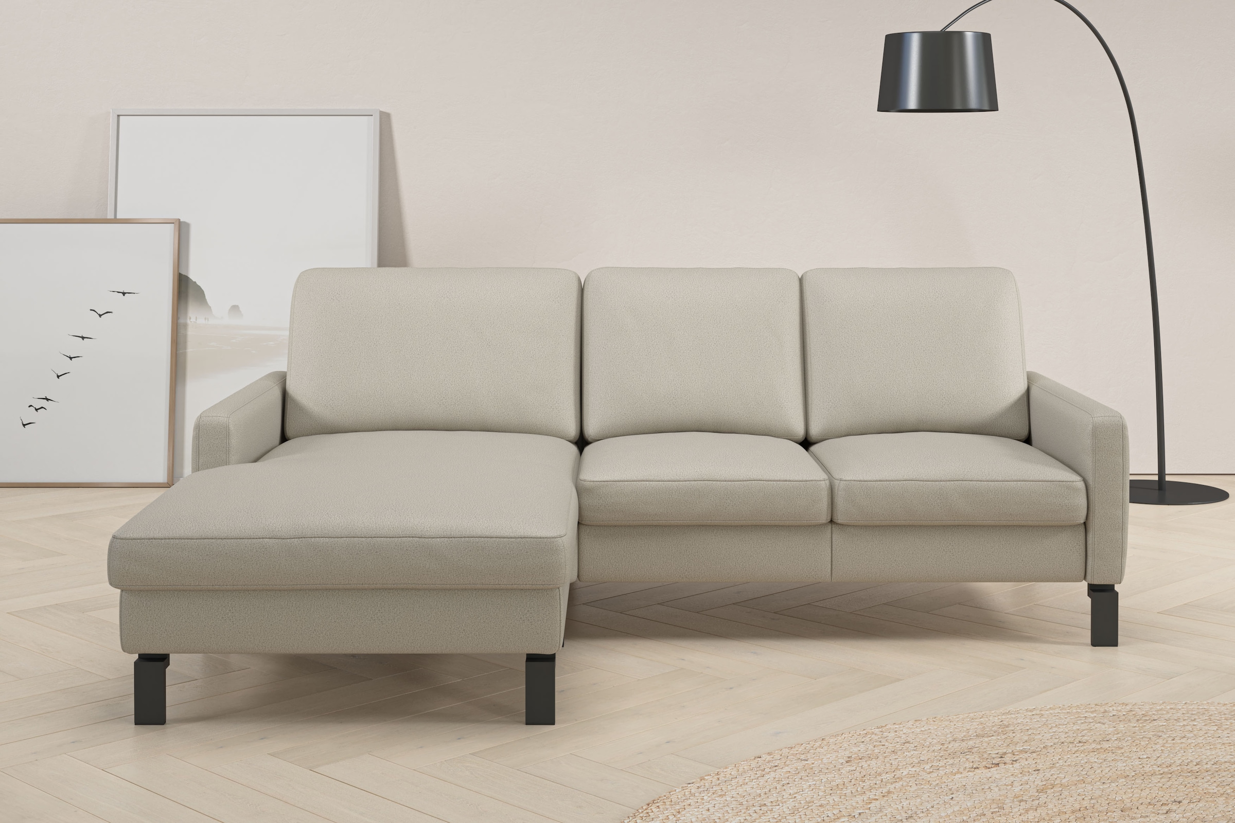 Home affaire Ecksofa "Lecce, L-Form, Federkernpolsterung, Breite 224 cm" inkl. saugroboterfreundliche Höhe & schmale Armlehnen
