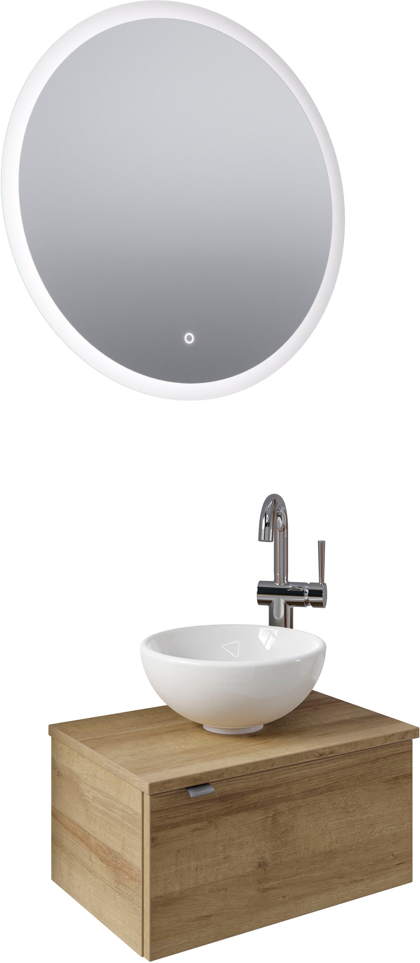 Saphir Badmöbel-Set »Serie 6915«, (4 St.), Gäste-Bad, mit LED-Spiegel und 1 Tür