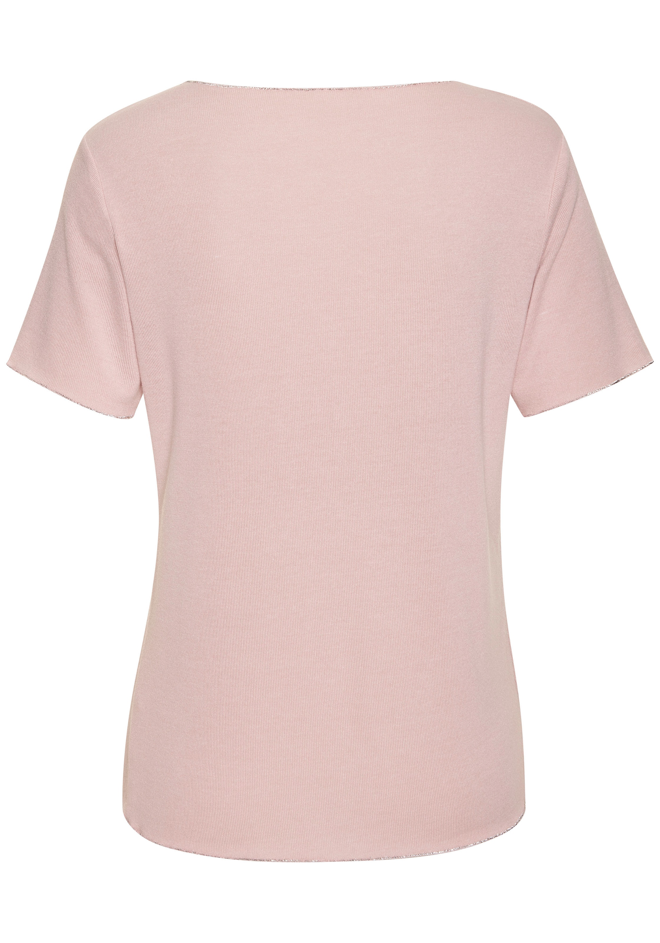 LASCANA Rundhalsshirt »mit feiner Glitzereinfassung«, aus weichem Viskose-Feinstrick
