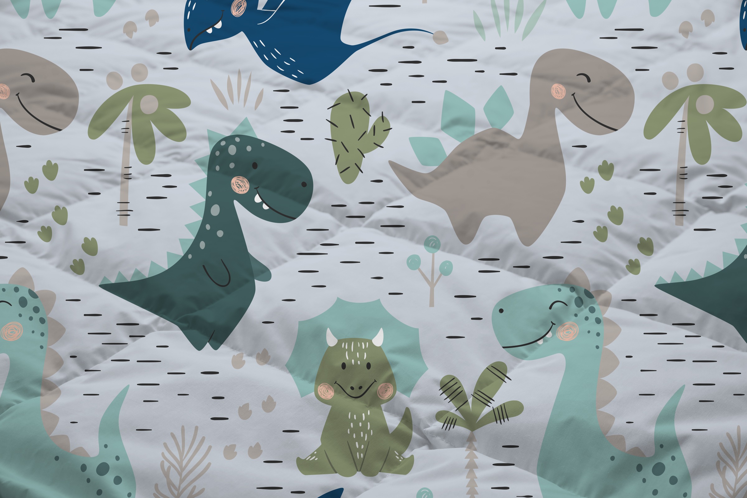 PURE luxury collection Microfaserbettdecke + Kopfkissen »Mees« 2-in-1 Bettdecke, waschbar, 135x200, 2 Teilig, Wende, Junge, Dino,grün