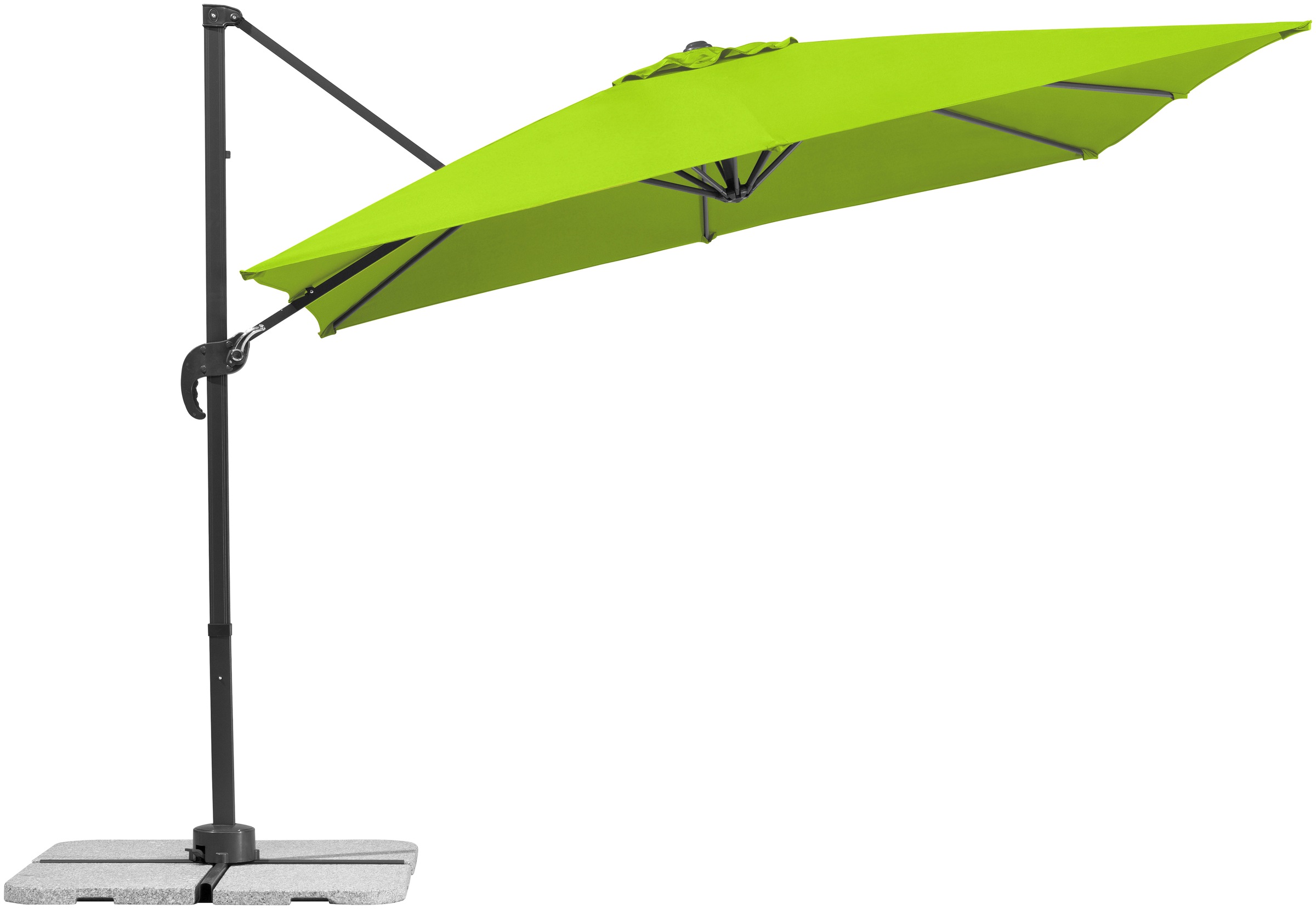Ampelschirm SCHNEIDER SCHIRME "Rhodos Junior", grün (hellgrün), Obermaterial: 100% Polyester, Standschirme, mit Schutzhülle und Schirmständer, ohne Wegeplatten 2
