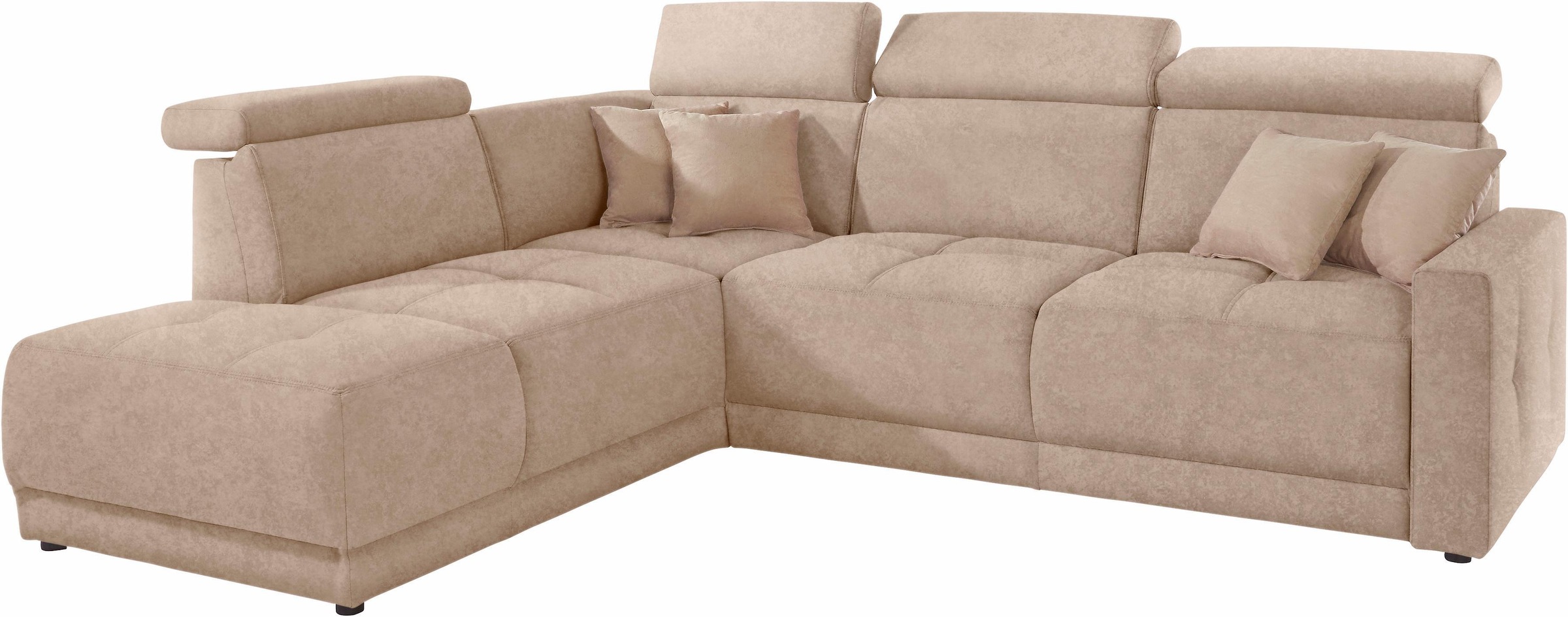 DOMO collection Ecksofa »Ava, moderne Sitzheftung mit toller Doppelnaht, komfortabel, L-Form«, mit Ottomane, inkl. Federkern, wahlweise mit Kopfteilverstellungen