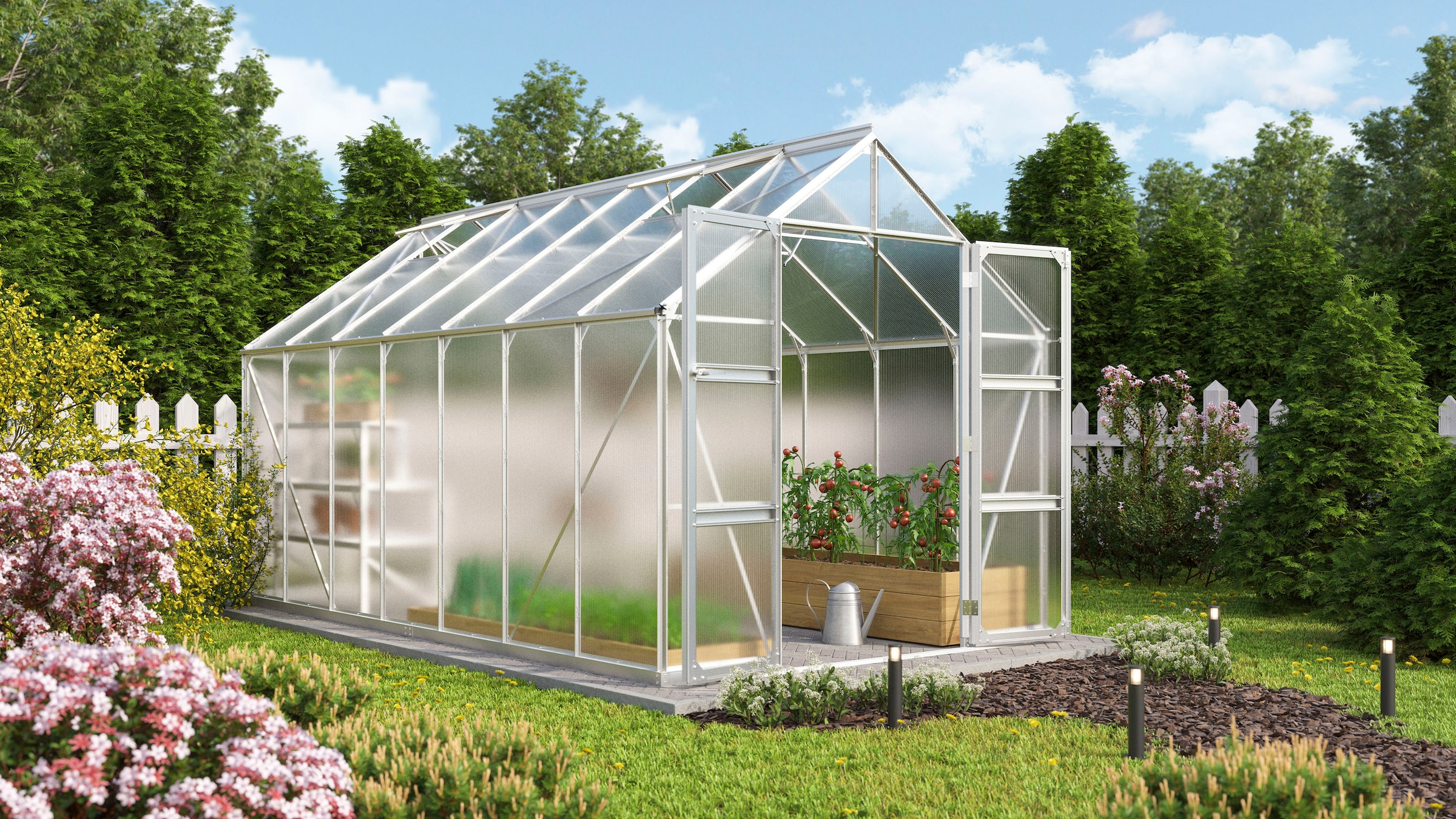 Vitavia Gewächshaus »Domus 11500« mit Doppelschwingtüren und bodentiefer Türschwelle, 6 mm Hohlkammer