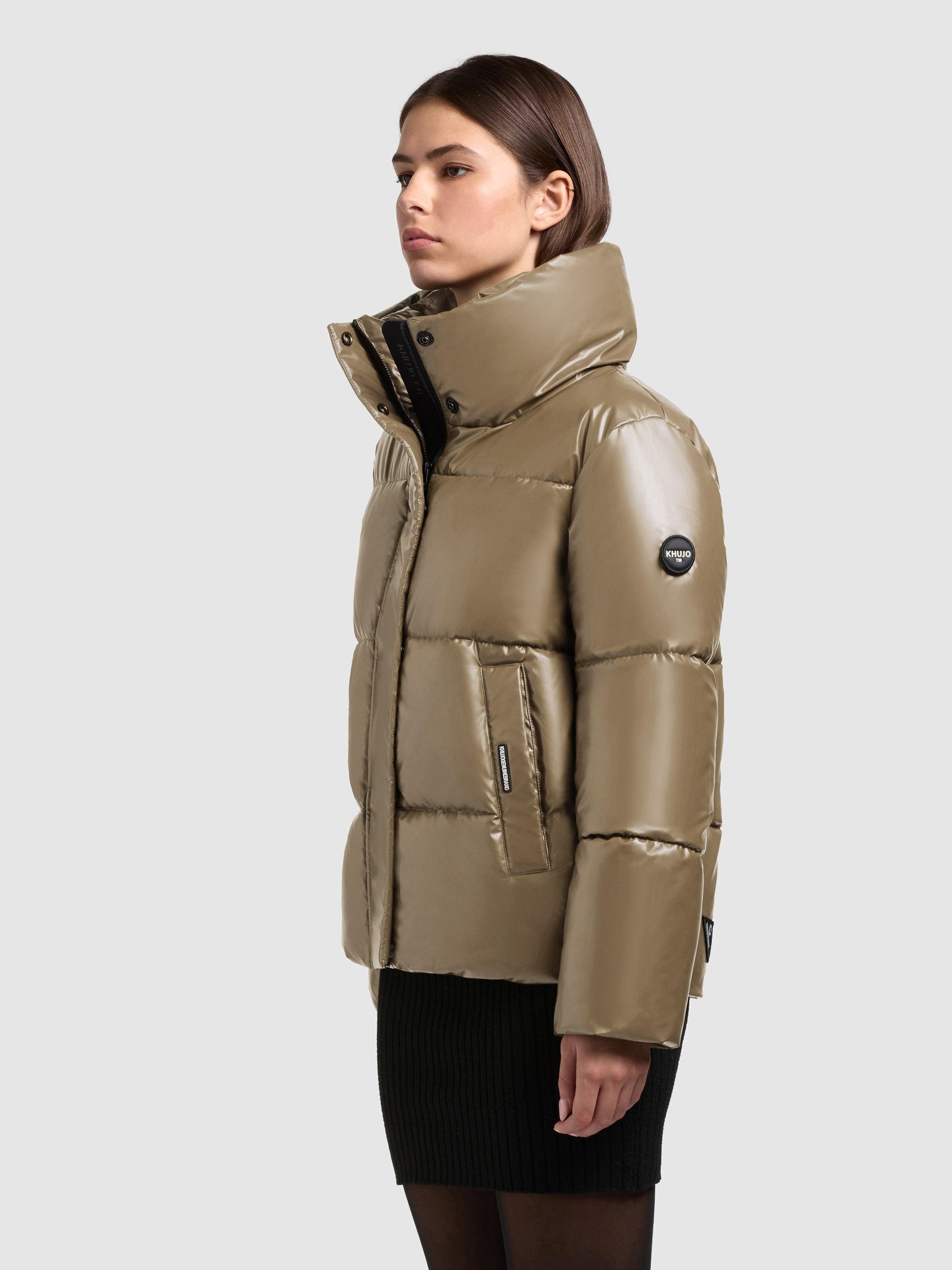 khujo Winterjacke »Rinja2 Shiny« ohne Kapuze Schimmernde Winter Steppjacke mit doppeltem Kragen