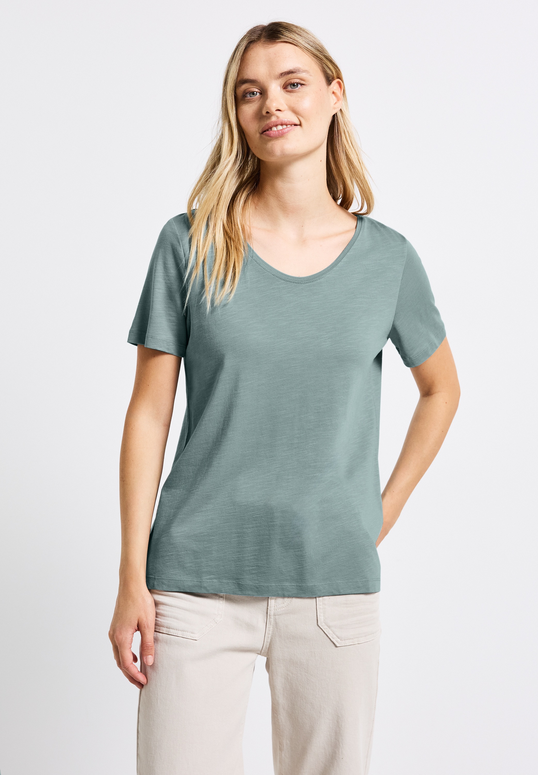 STREET ONE V-Shirt, im soften Baumwoll-Mix