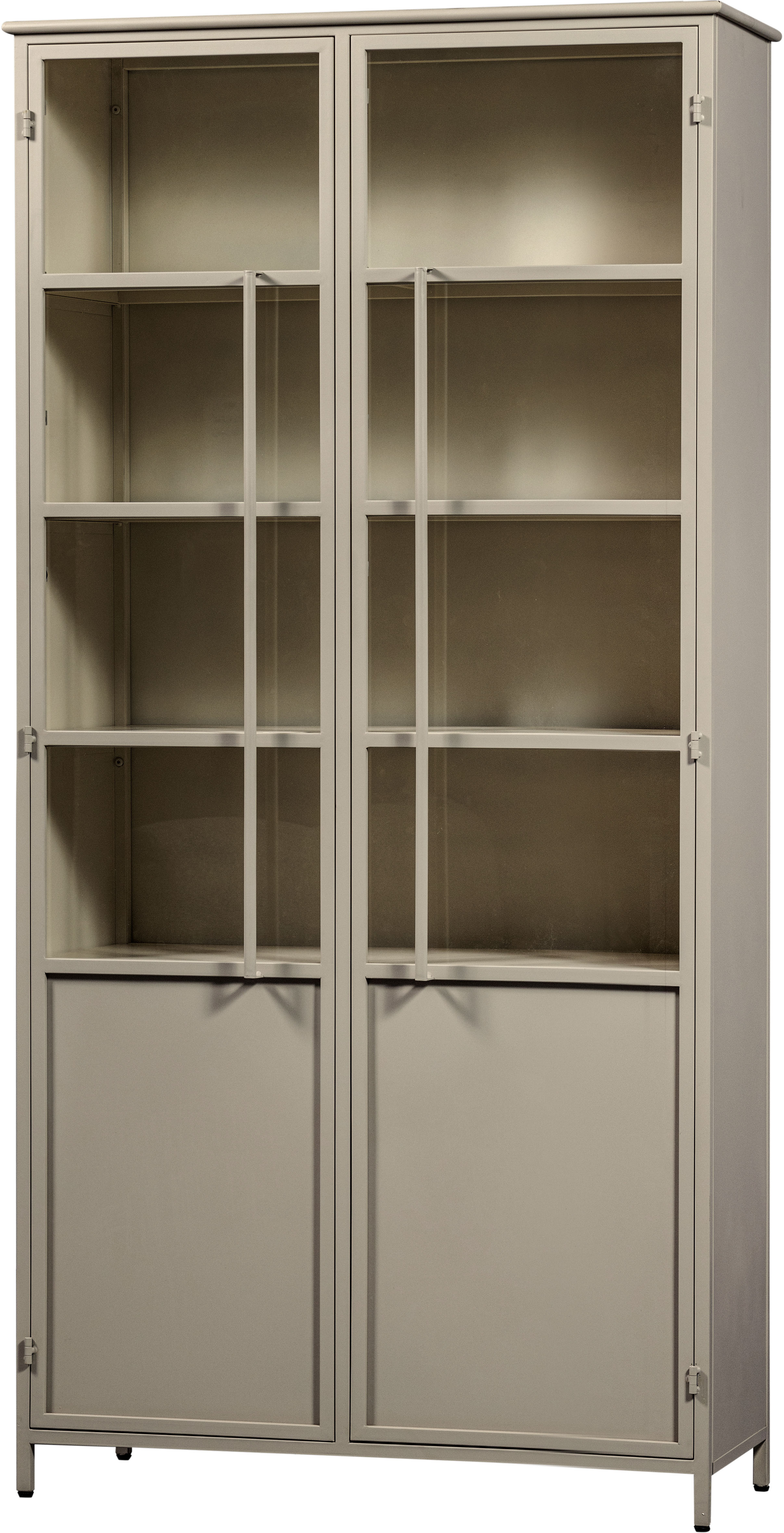 WOOOD Vitrine "EXHIBIT SCHRANK METALL B/T/H: 99/44/200 cm" Die Vitrine Exhibit aus mattem Metall bietet 5 robuste Einlegeböden.