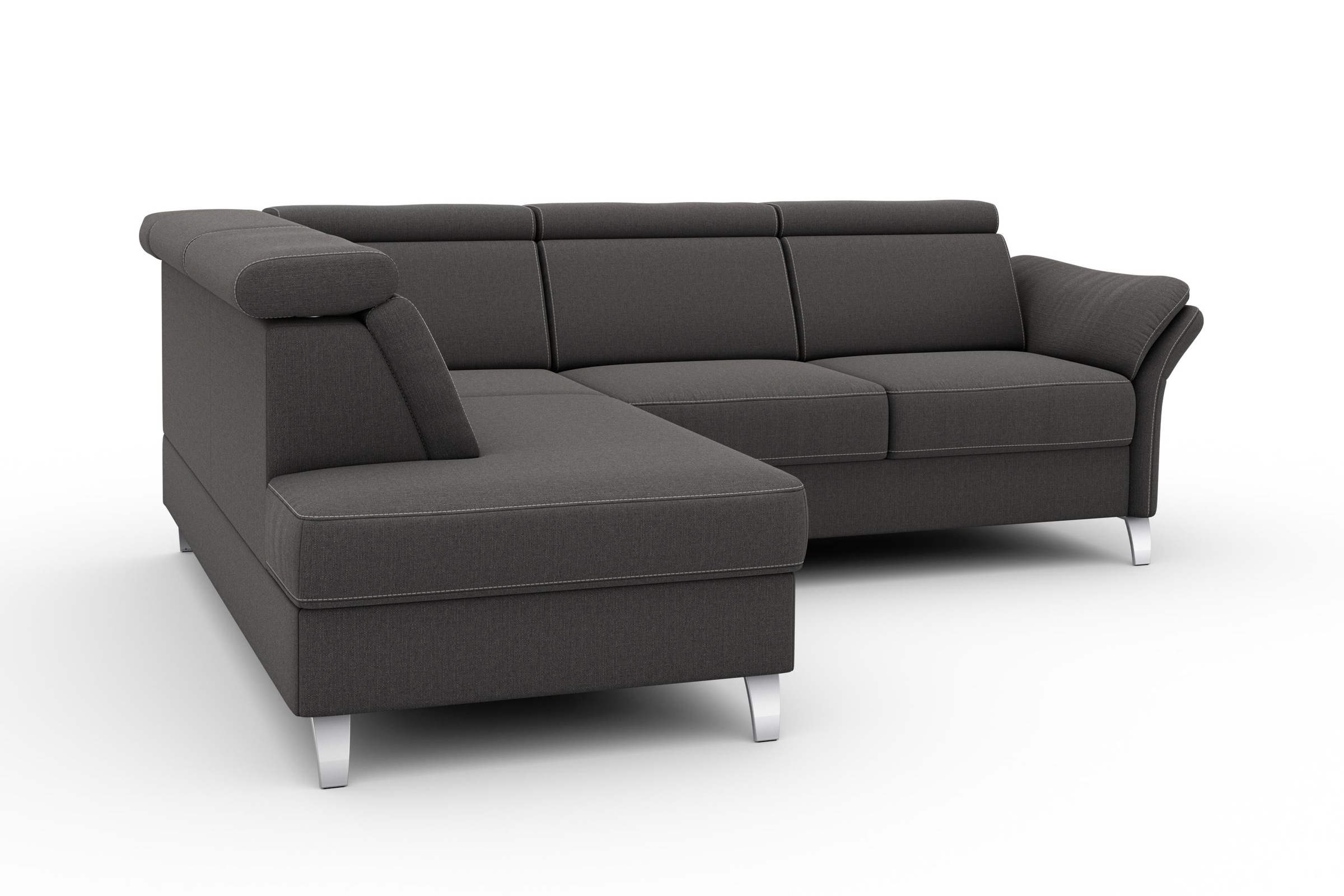 Ecksofa SIT & MORE "Vincenzo L-Form", grau (dunkelgrau), B:245cm H:84cm T:193cm, Sofas, Ecksofa, inklusive Kopfteilverstellung, wahlweise mit Bettfunktion, Bettkasten 6