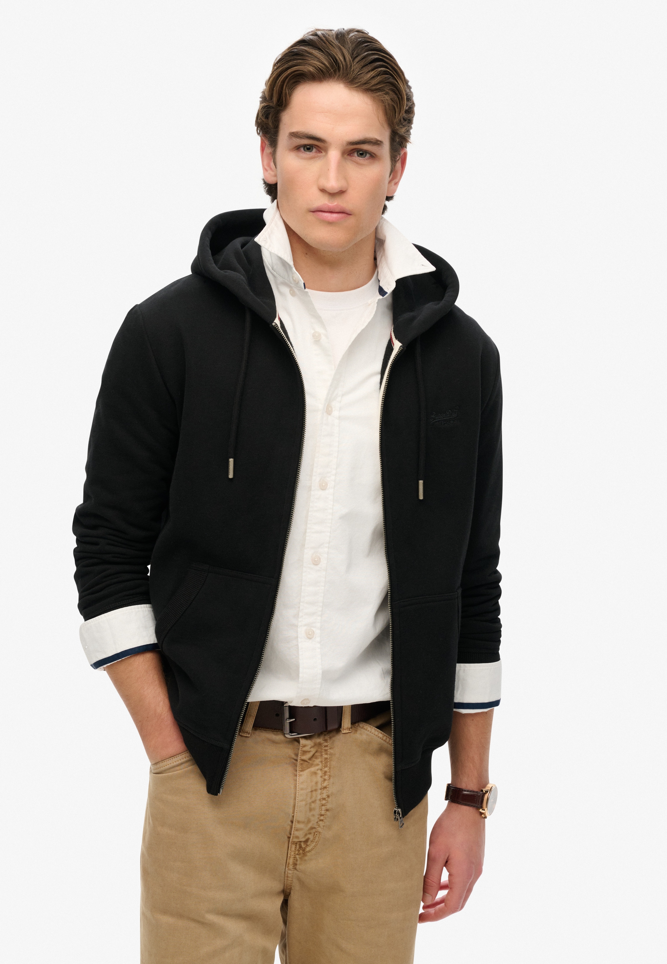 Superdry "ESSENTIAL LOGO ZIP HOODIE HB" Baumwollmischung, slim fit