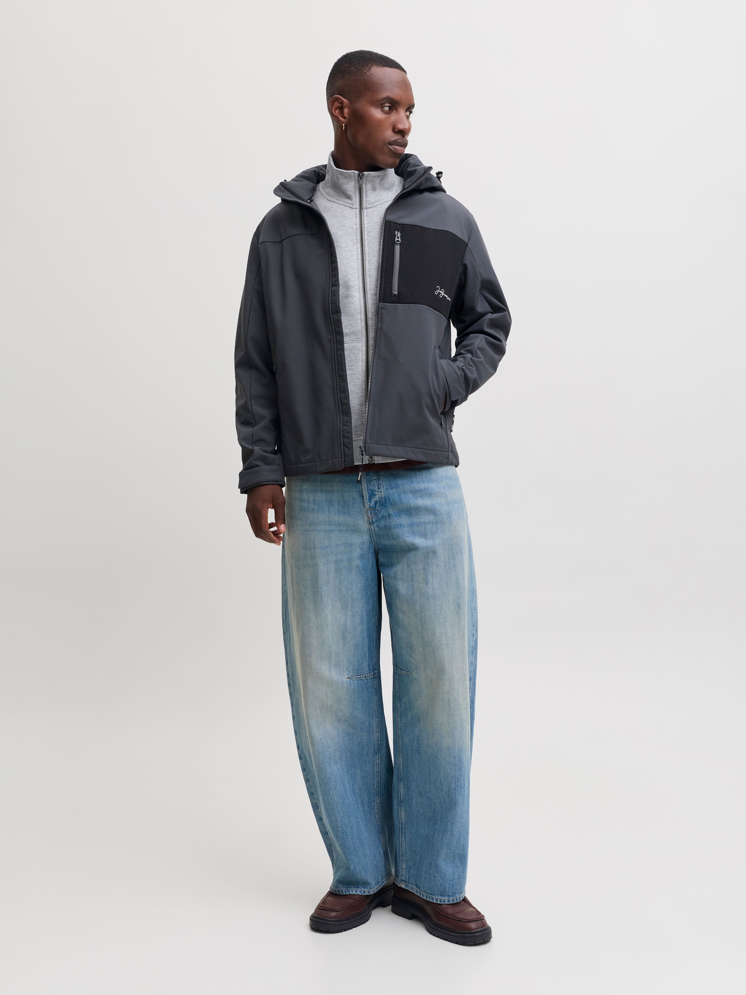Jack & Jones Sweatjacke »JJEBRADLEY SWEAT ZIP HN NOOS« Materialmix, regular fit