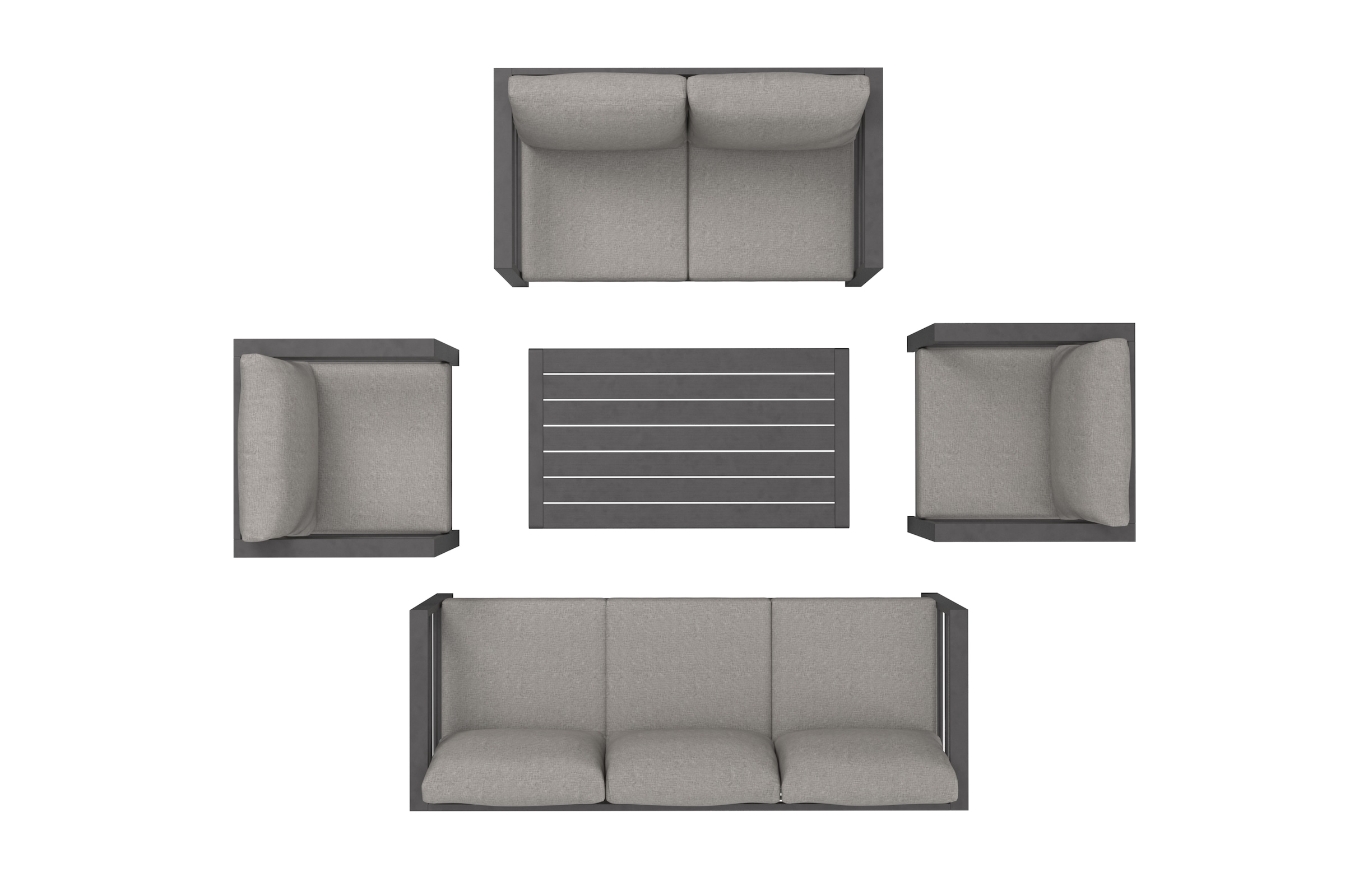 KONIFERA Gartenlounge-Set »»New Jersey««, (Set, 19 tlg., 1x 3er Sofa, 1x 2er Sofa, 2 Sessel, Tisch 62x110x41 cm), inkl. Auflagen, Tischplatte aus Nonwood