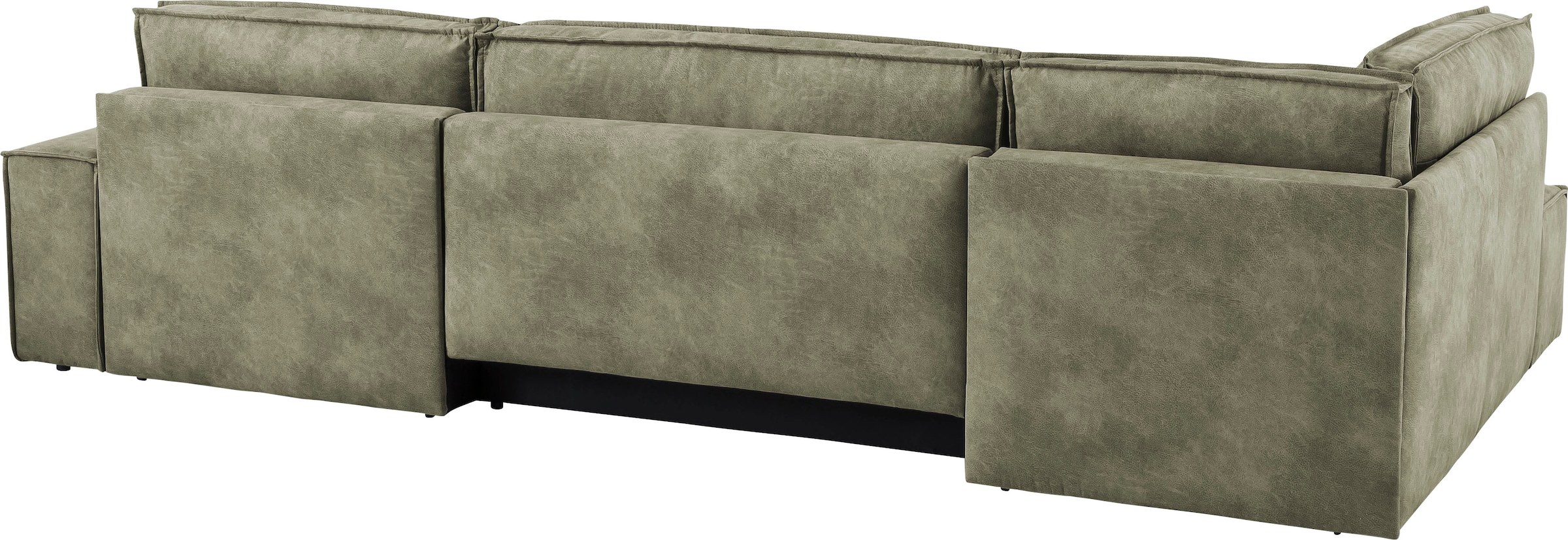 Home affaire Wohnlandschaft »SHERWOOD 329 cm, U-Form, Schlafsofa,«, Schlaffunktion m. Bettkasten (194x139 cm), Cord, Vintage, Samtvelours