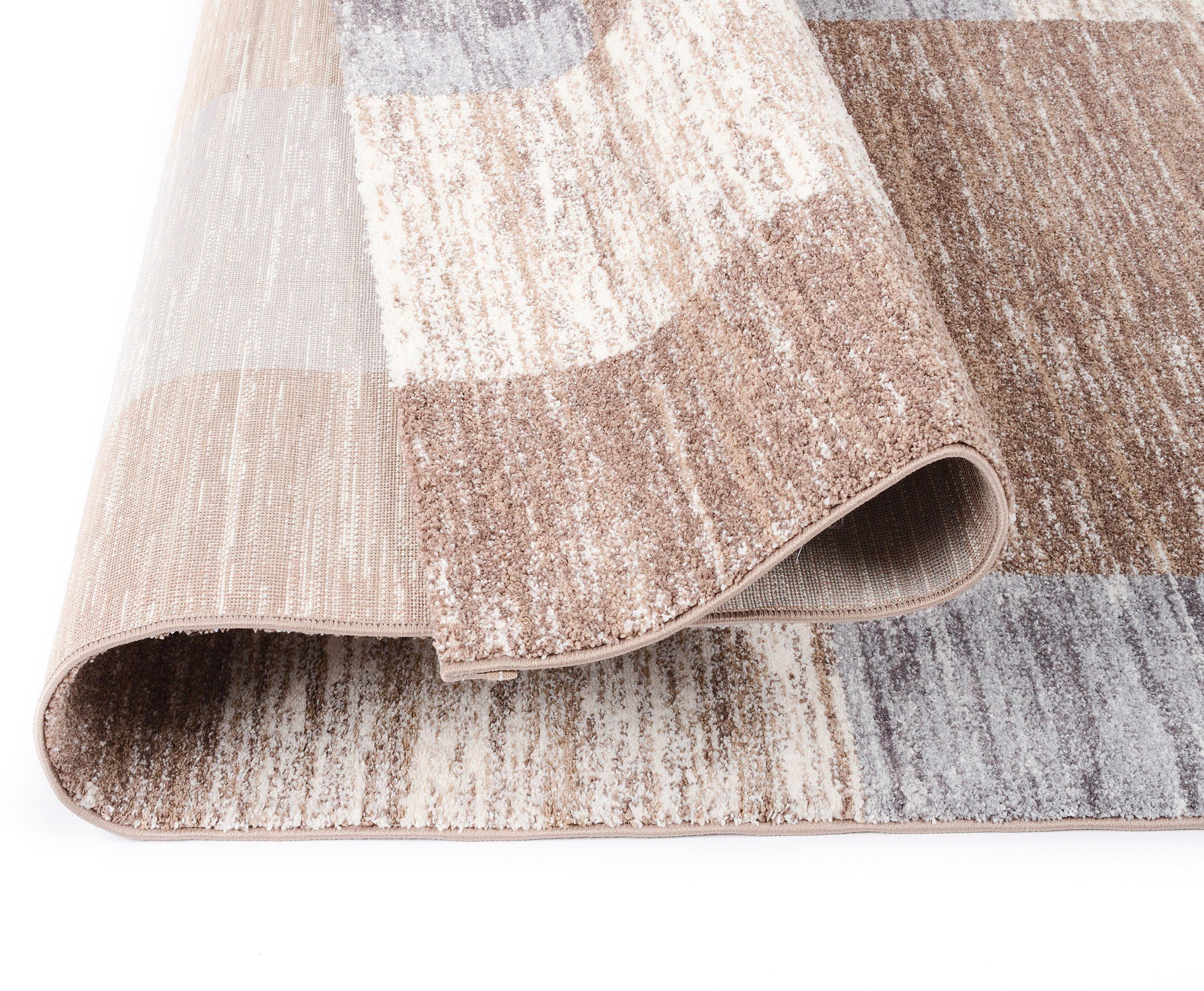 Teppich OCI DIE TEPPICHMARKE "Sofi Grand", beige (beige, braun), B:65cm H:12mm L:130cm, Kunstfaser, Teppiche, Teppich, Frisé Teppich, Kurzflor, Karo,Wohnzimmer 3