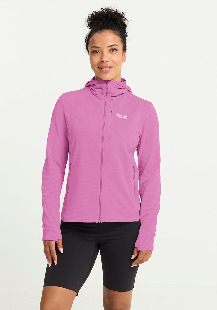 Jack Wolfskin Fleecejacke "LITESTRIDE HOODED FZ W" mit Kapuze mit Kapuze, hüftbedeckend, atmungsaktiv