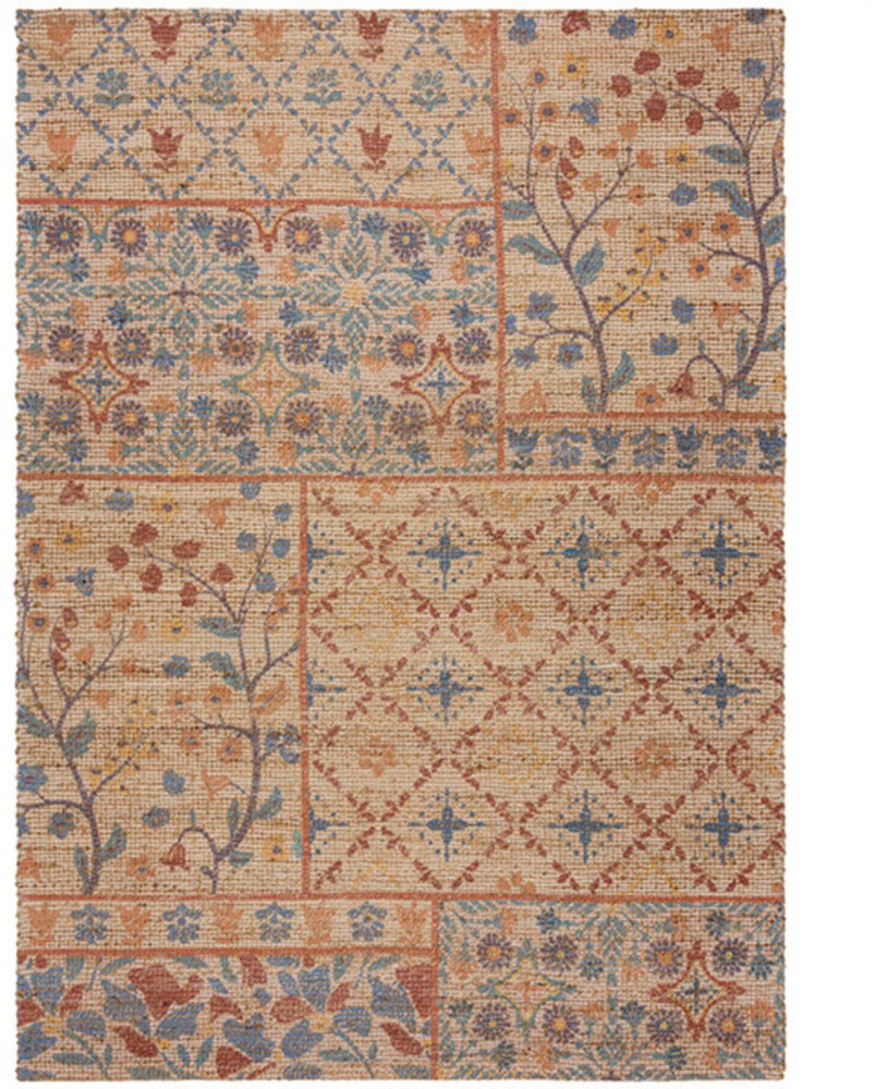 FLAIR RUGS Teppich »TAYLOR PATCHWORK«, rechteckig, 7 mm Höhe, Bedruckter Jute-Patchwork-Teppich