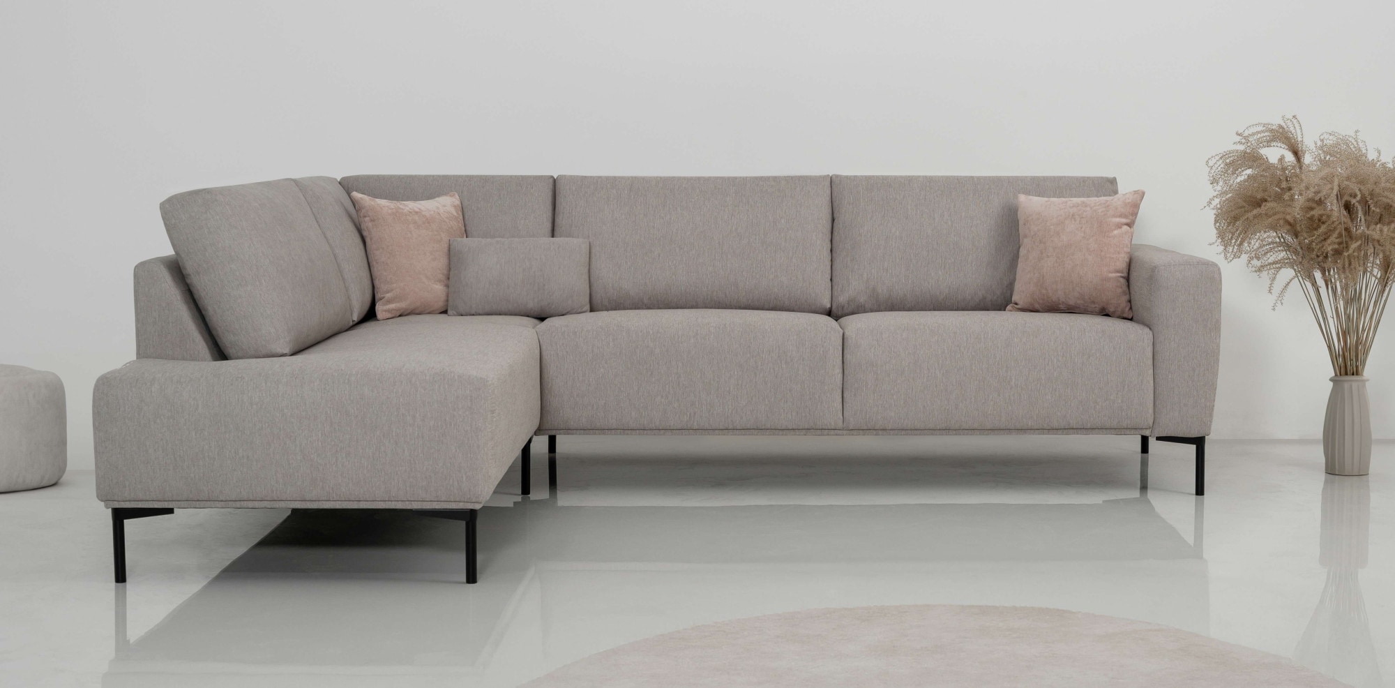 OTTO home Ecksofa "Melby" Breite 275 cm, in einem weichen Struktur Stoff, lose Rückenkissen