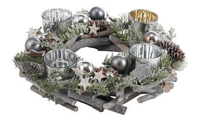 Home affaire Adventskranz »Weihnachtsdeko«, aus Echtholz für 4 Teelichter, Ø 30 cm kaufen
