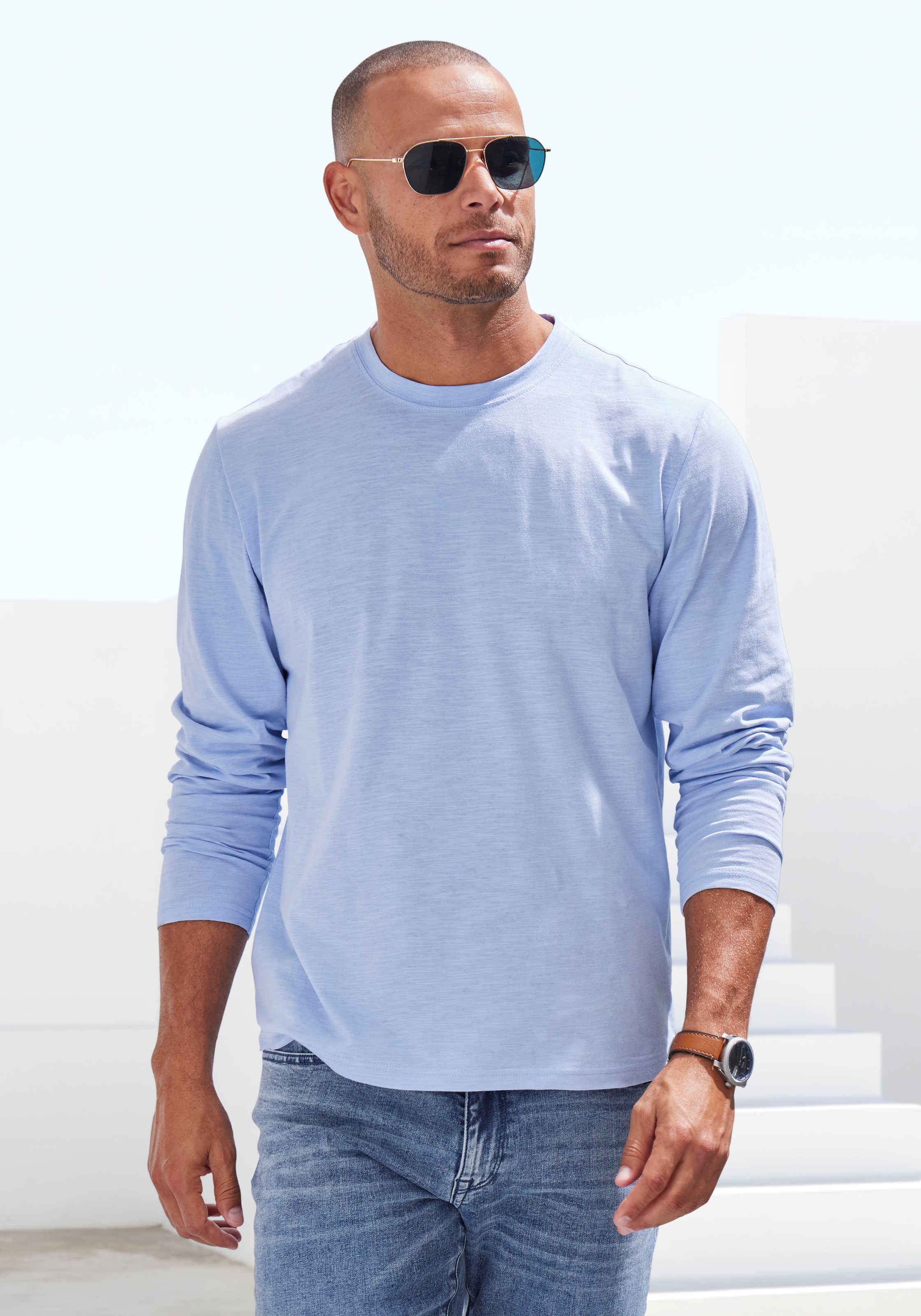 John Devin Langarmshirt, (2er-Pack), Longsleeve in hochwertiger slub-yarn Qualität