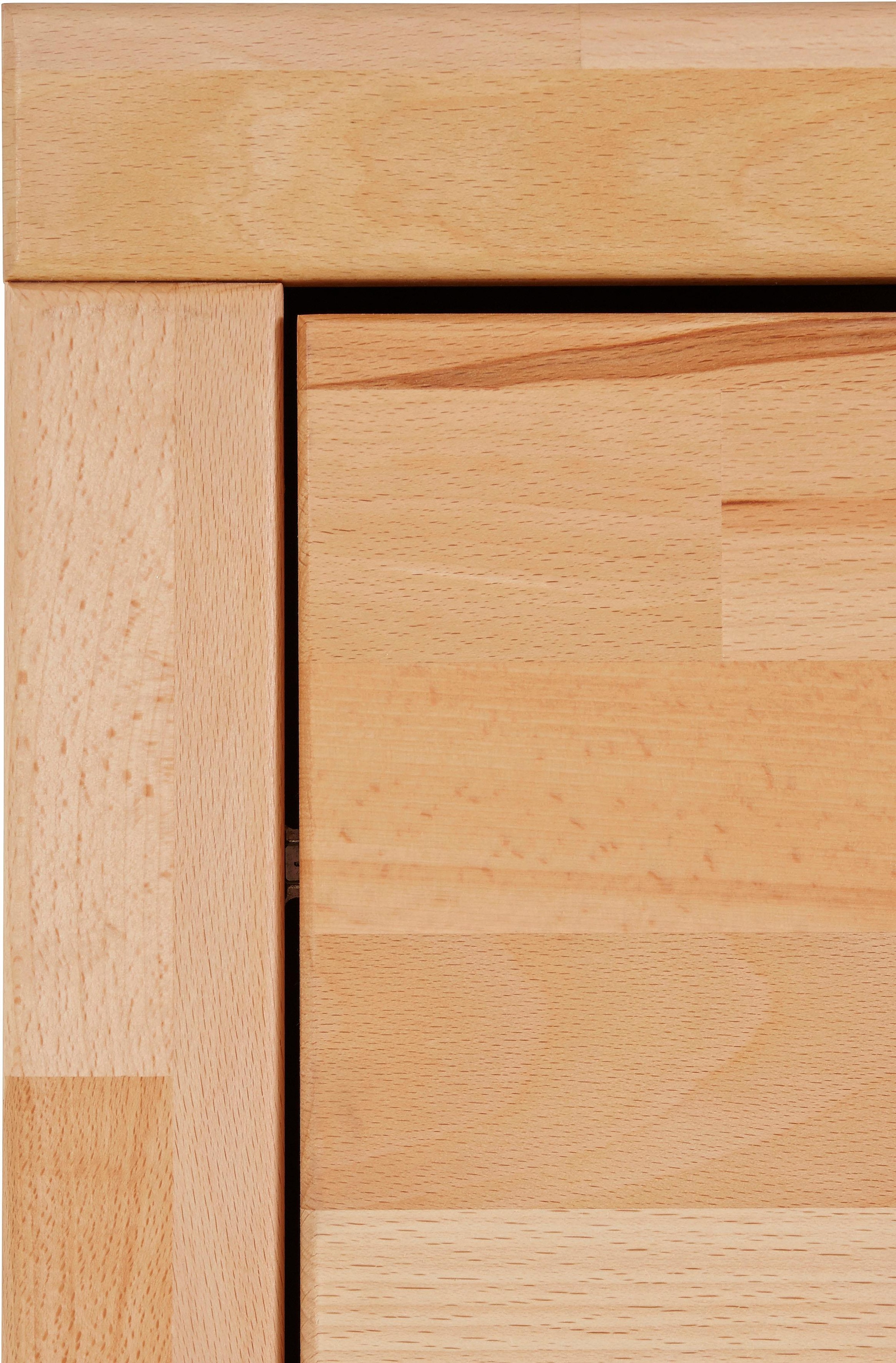 Home affaire Wohnwand »Ribe,Fronten Massivholz,Korpus Holzwekstoff,viel Stauraum«, (Set, 5 St.), Glaseinsatz aus gehärtetem Glas,Böden teilweise versetzbar